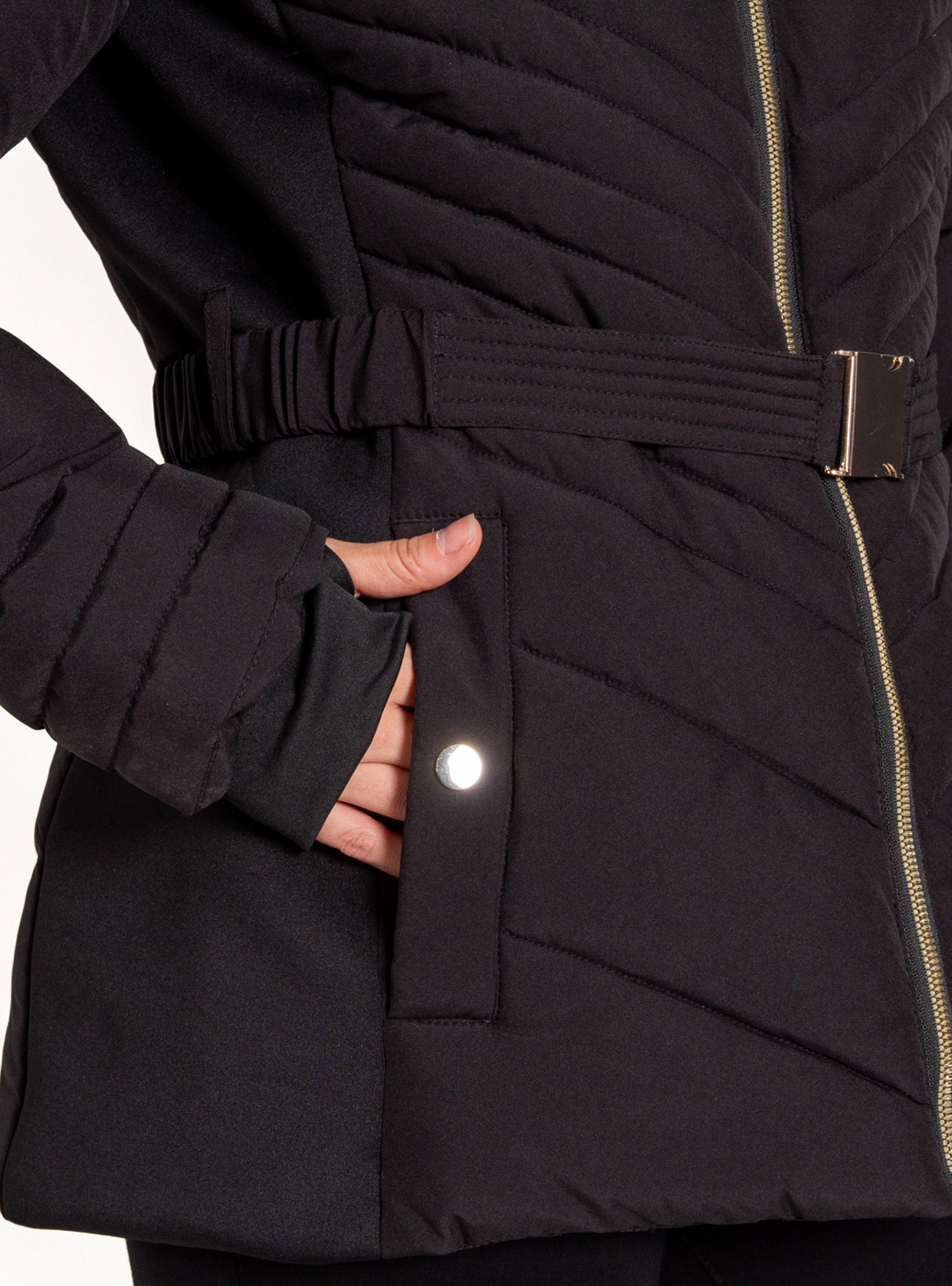 Parka Manga Larga Capucha Piel Sintética y Cinturón-2