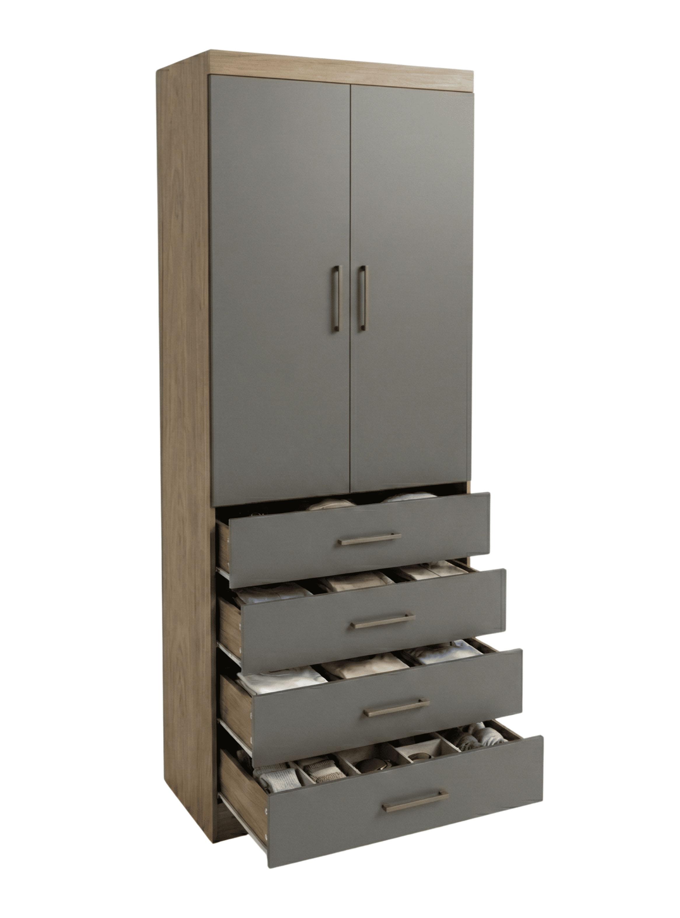 Clóset 2 Puertas 4 Cajones Negro/Café 182x62x40 cm-2