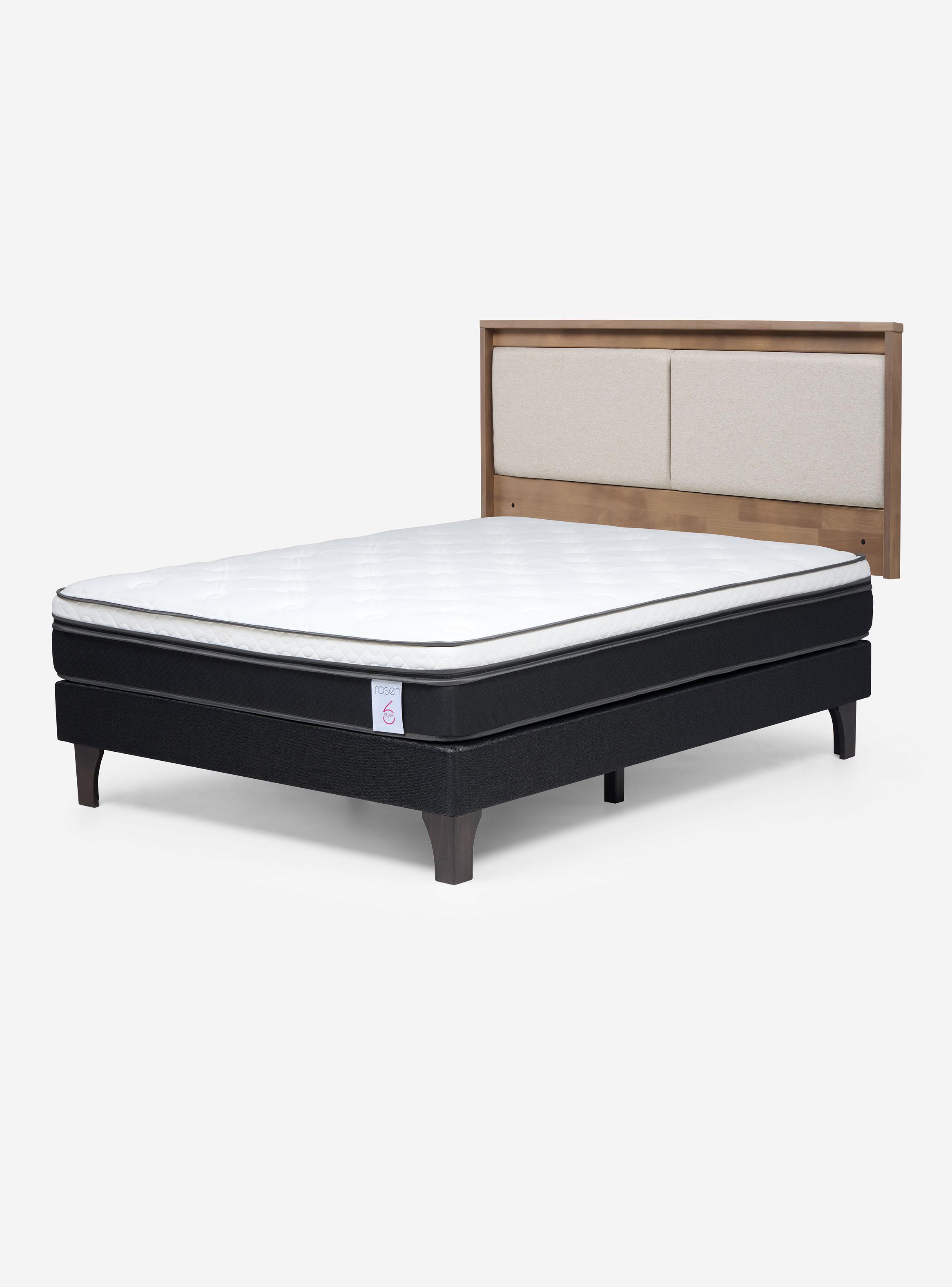 Cama Europea New Style 6 2 Plazas Base Normal + Respaldo Paul-0