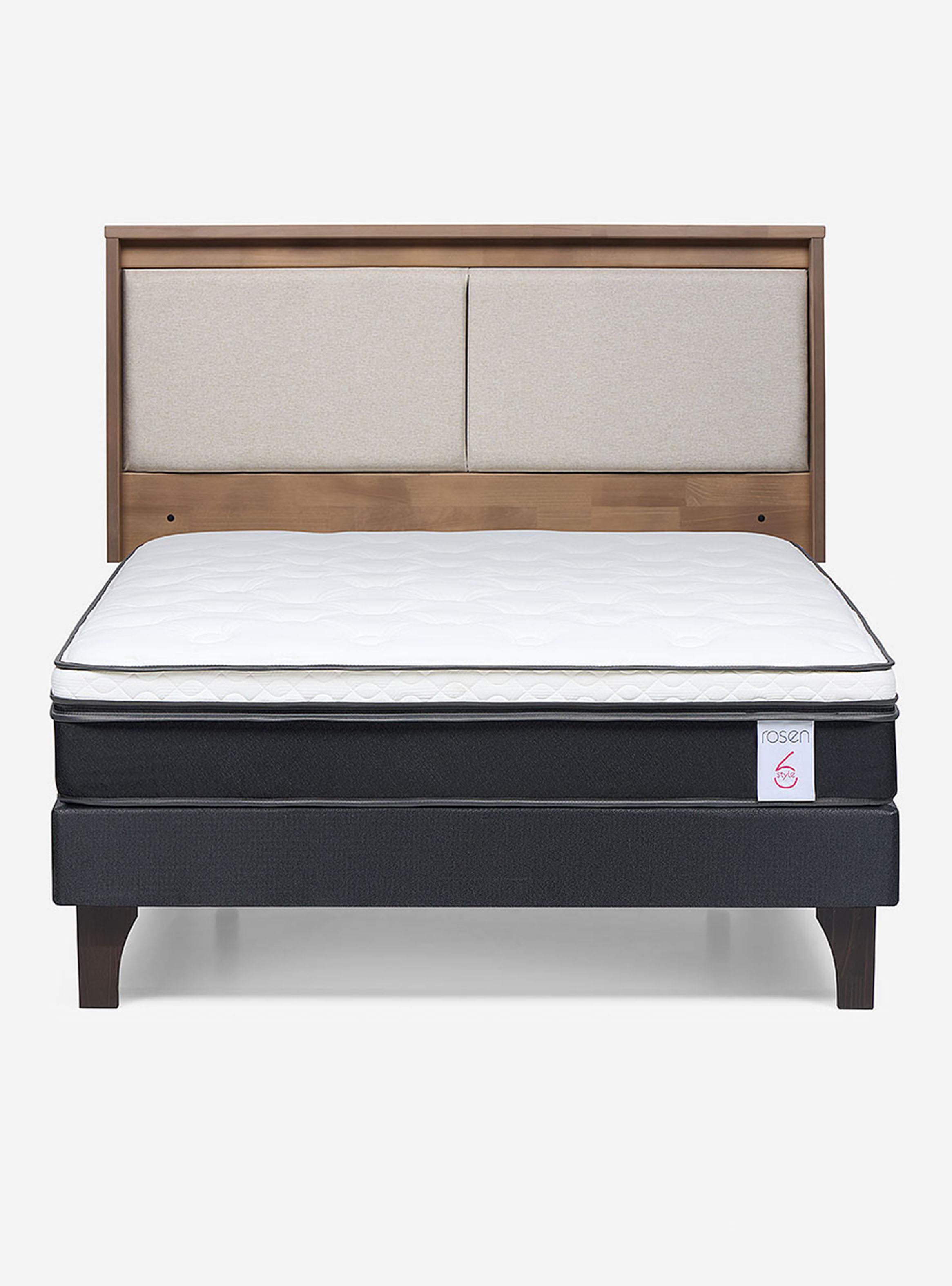 Cama Europea New Style 6 2 Plazas Base Normal + Respaldo Paul-1