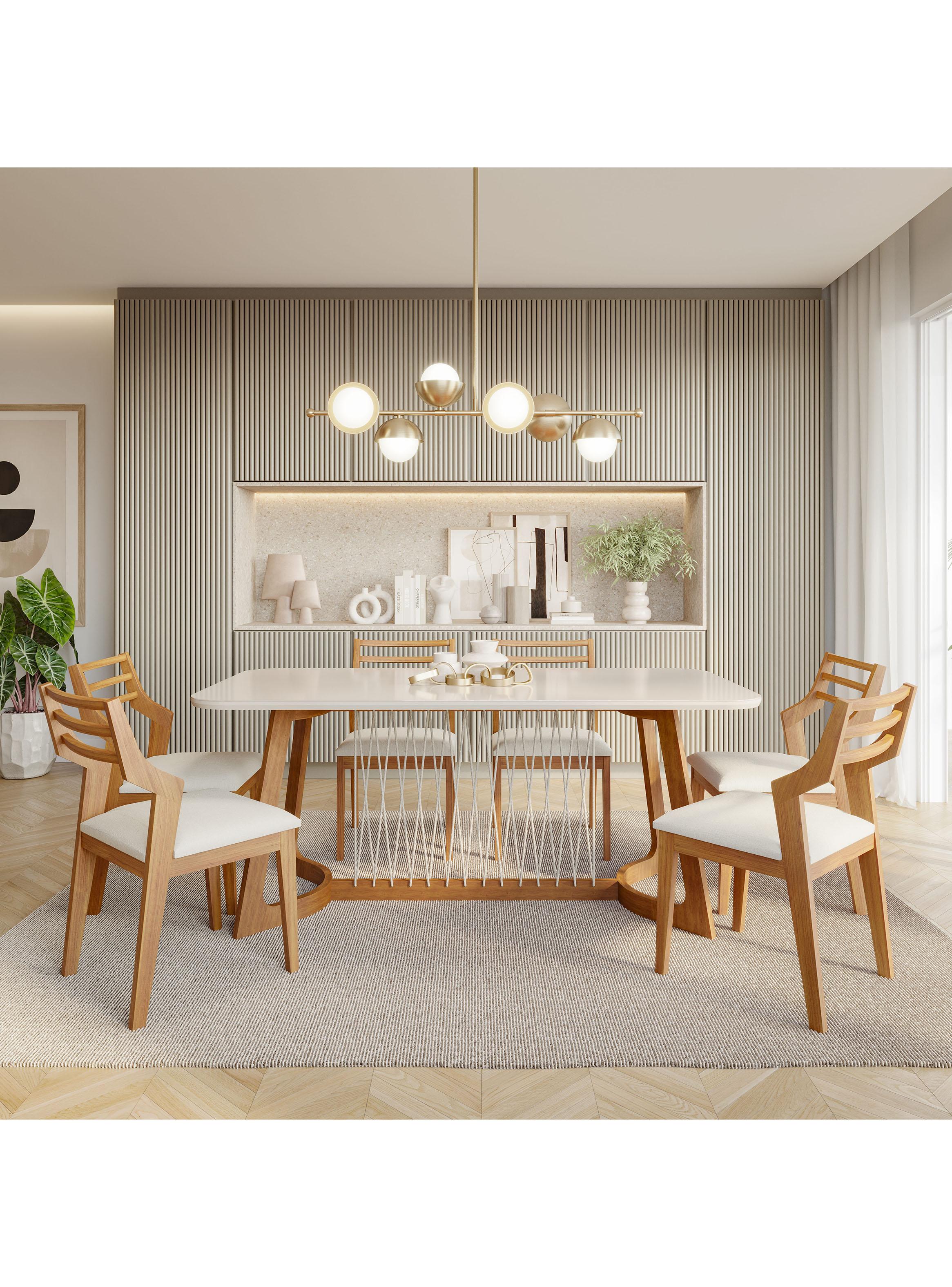 Juego de Comedor Tulipa Madera 1.8 + 6 Sillas Damasco-3