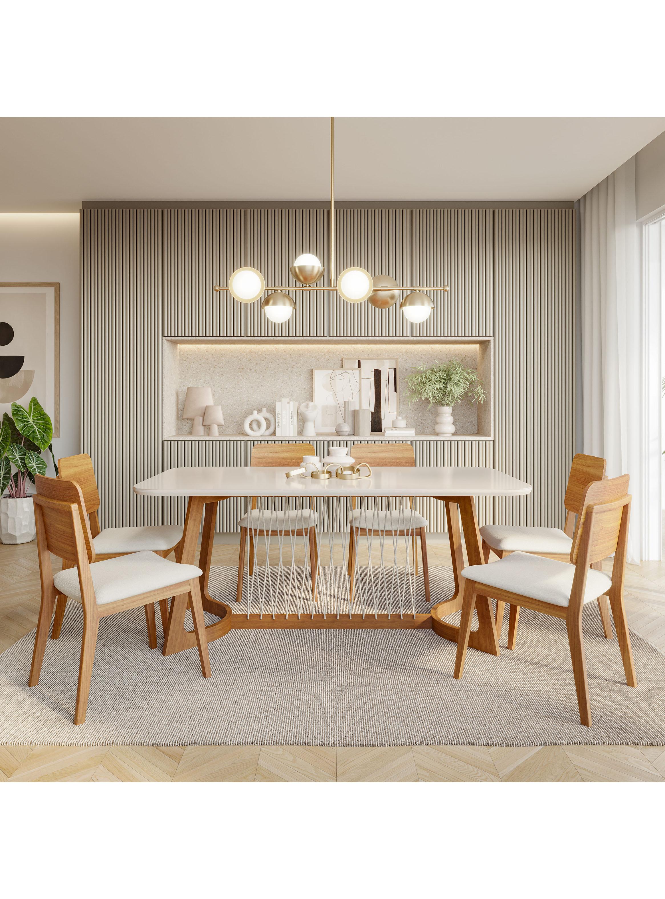 Juego de Comedor Tulipa Madera 1.8 + 6 Sillas Ipe-3