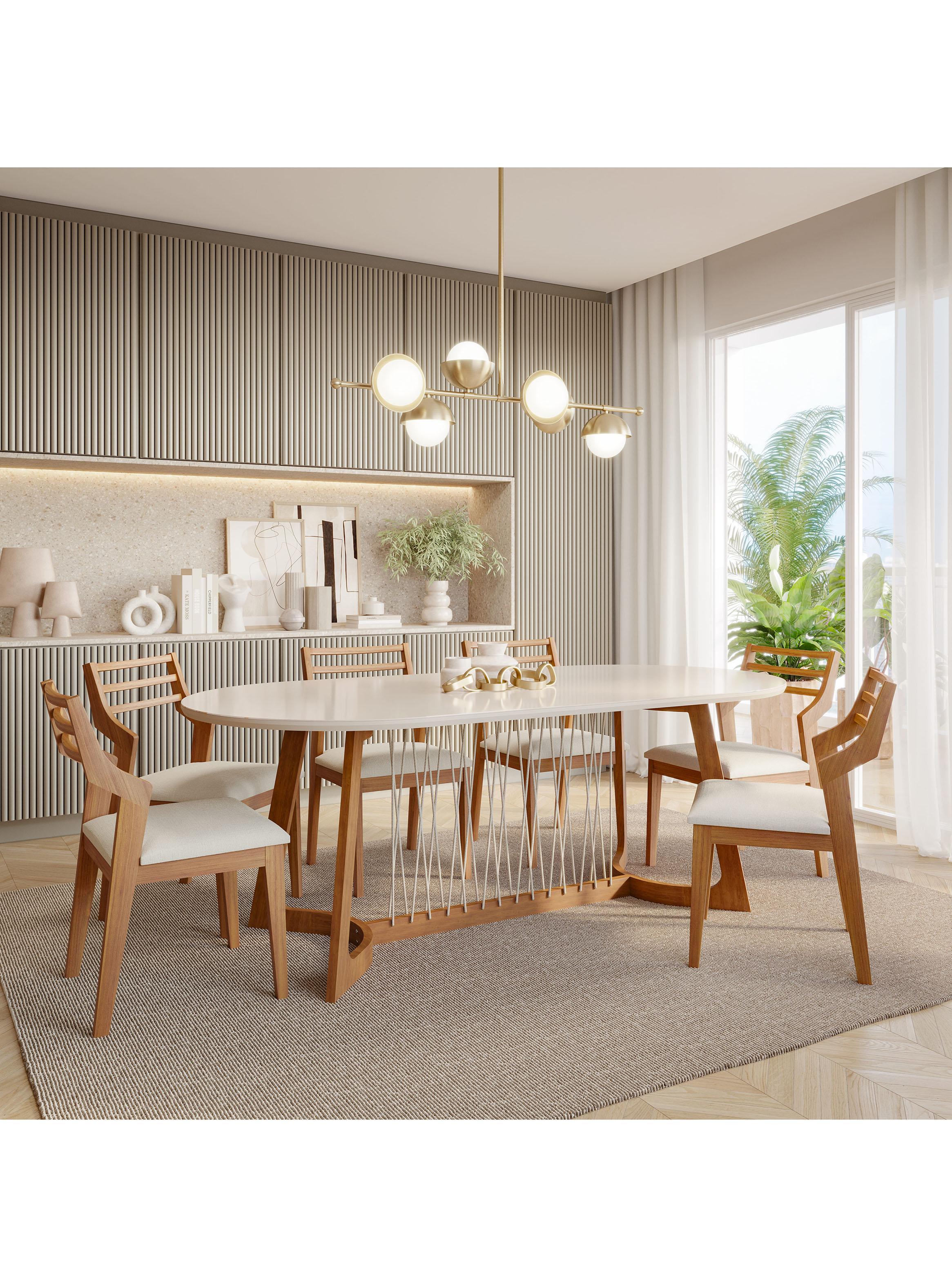 Juego de Comedor Tulipa 2.2 Madera + 6 Sillas Damasco-3