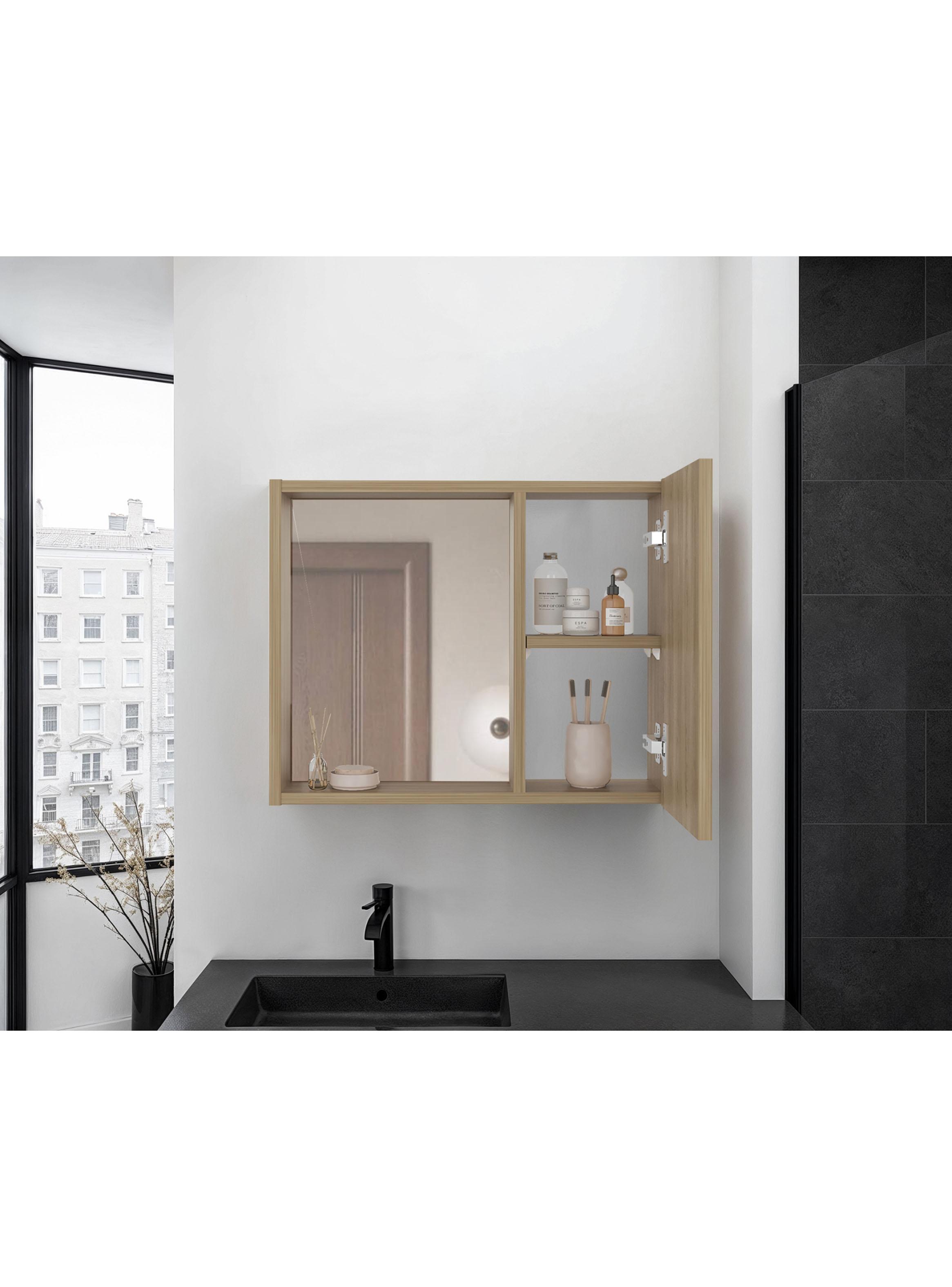 Botiquín 1 Puerta y Espejo Alessi 40.3x50.5x11.1 cm Fresno-4