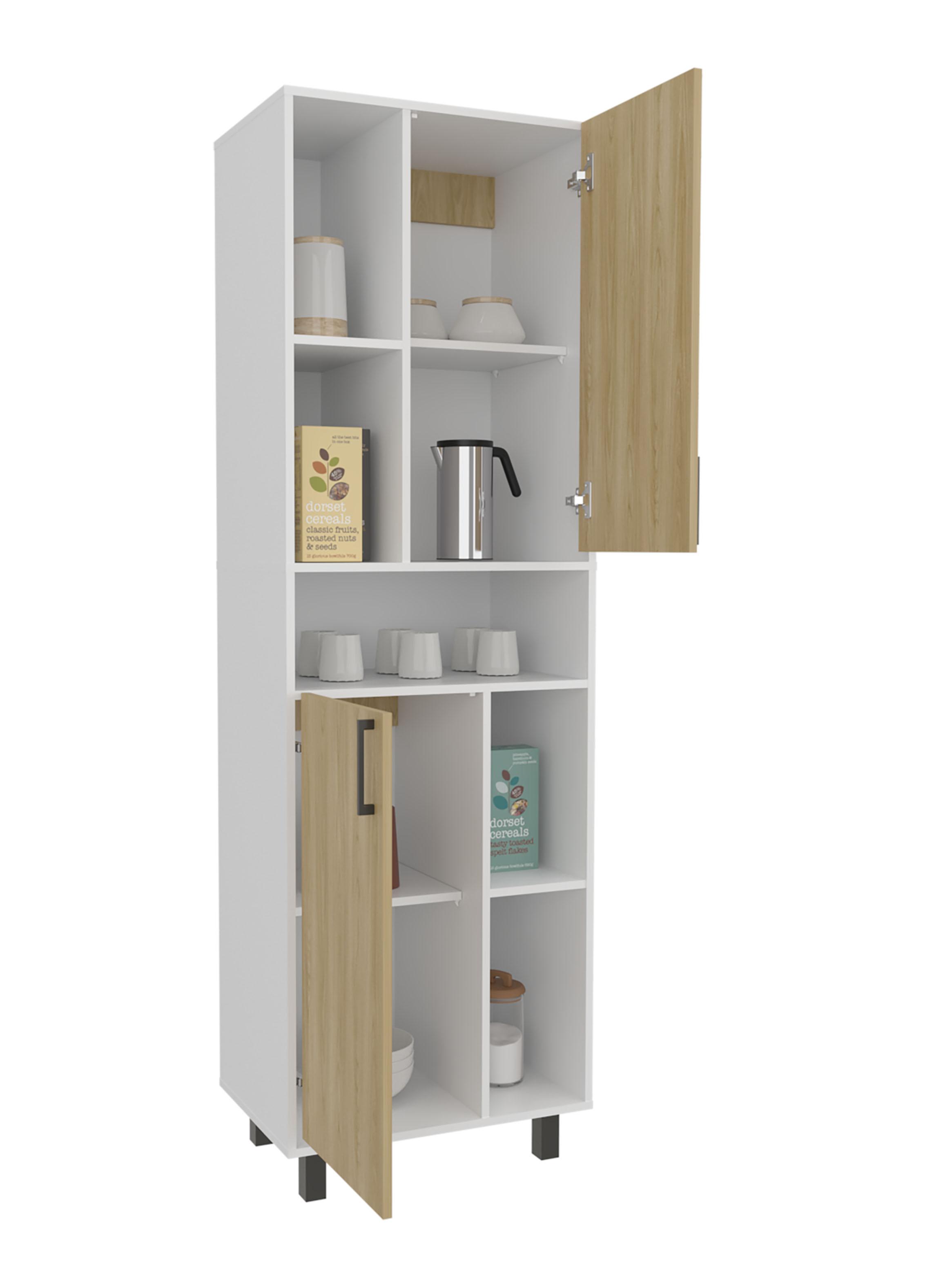 Despensa Alta 2 Puertas Brice 190x60x39.7 cm Blanco y Fresno-2