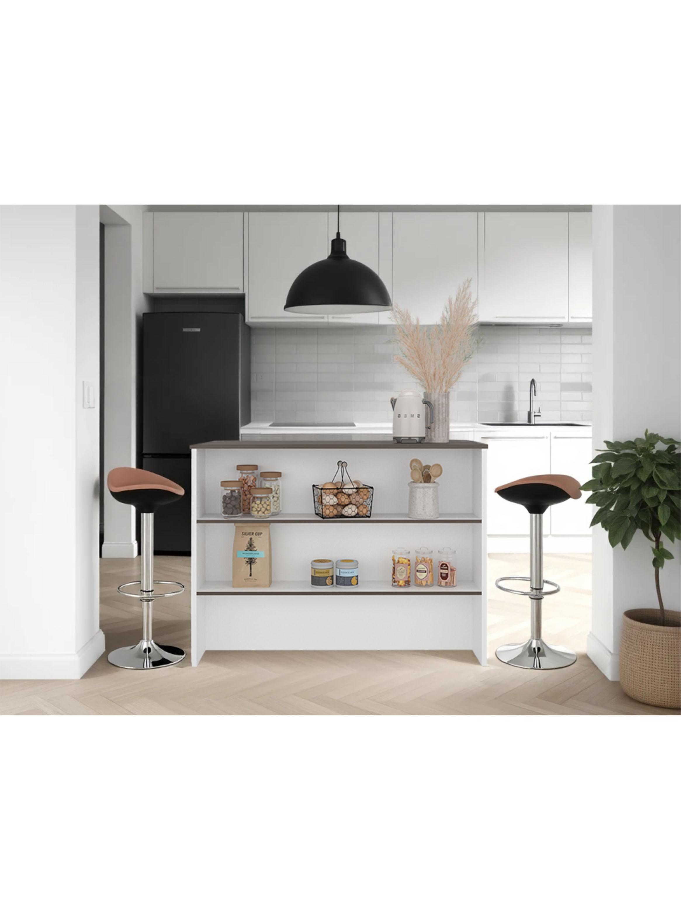 Mueble Barra Auxiliar de Cocina Fendi 90x120x60 cm Milan y Blanco-4