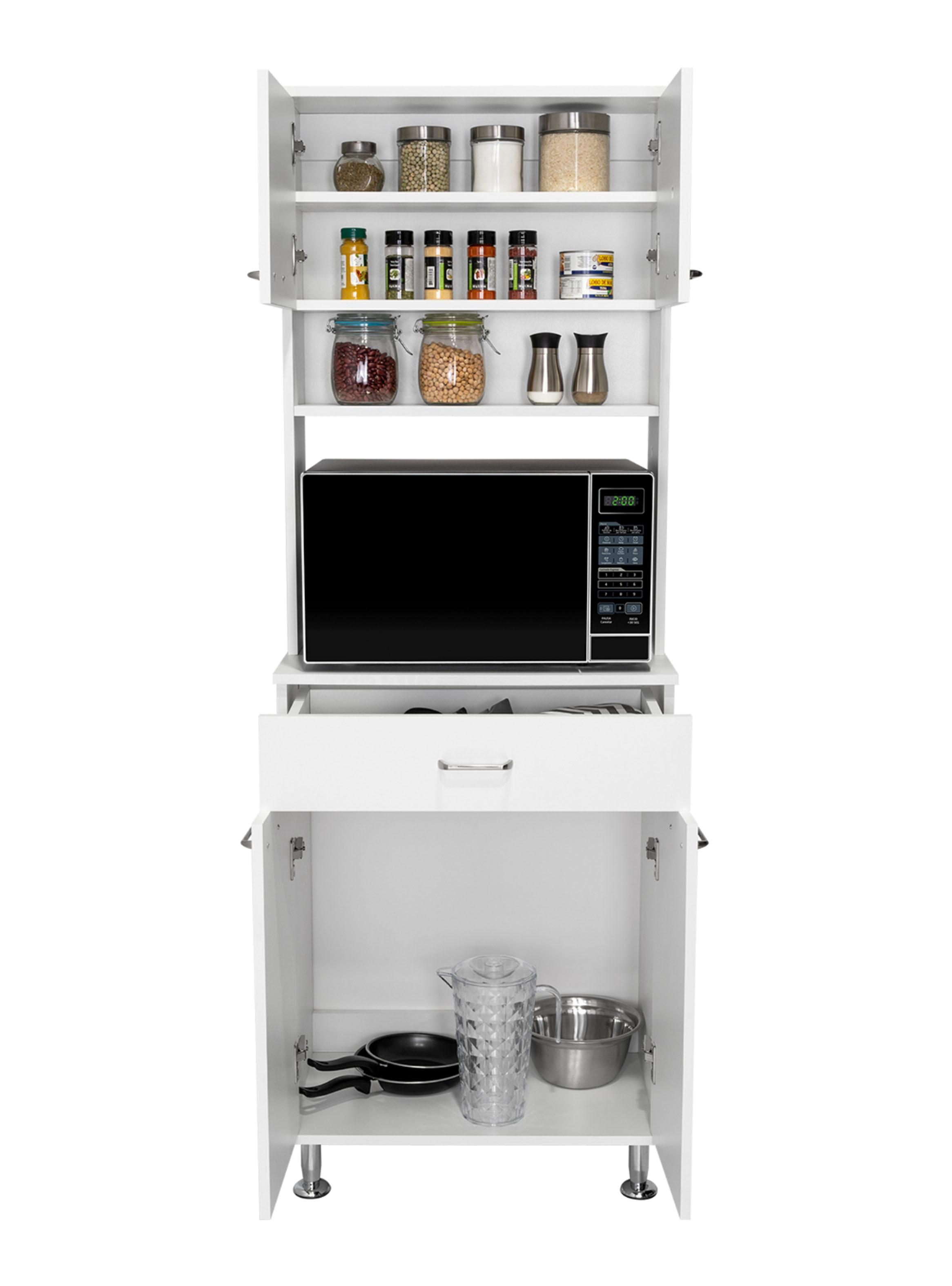 Mueble para Microondas 4 Puertas 1 Cajón Kitchen-60 169x60x35.1 cm Blanco-3