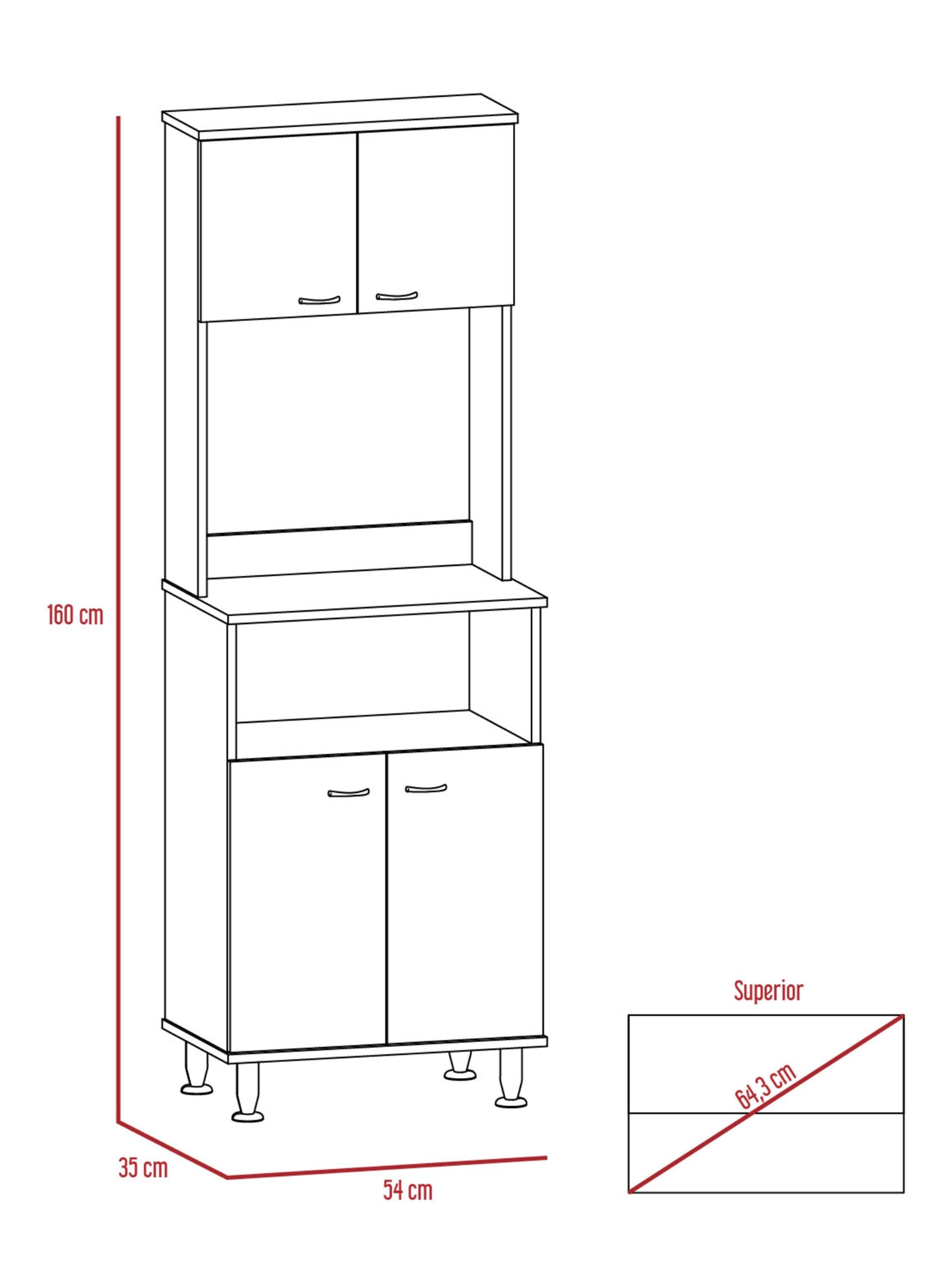 Mueble para Microondas 4 Puertas Kitchen-54 160x54x35 cm Blanco y Rovere-1