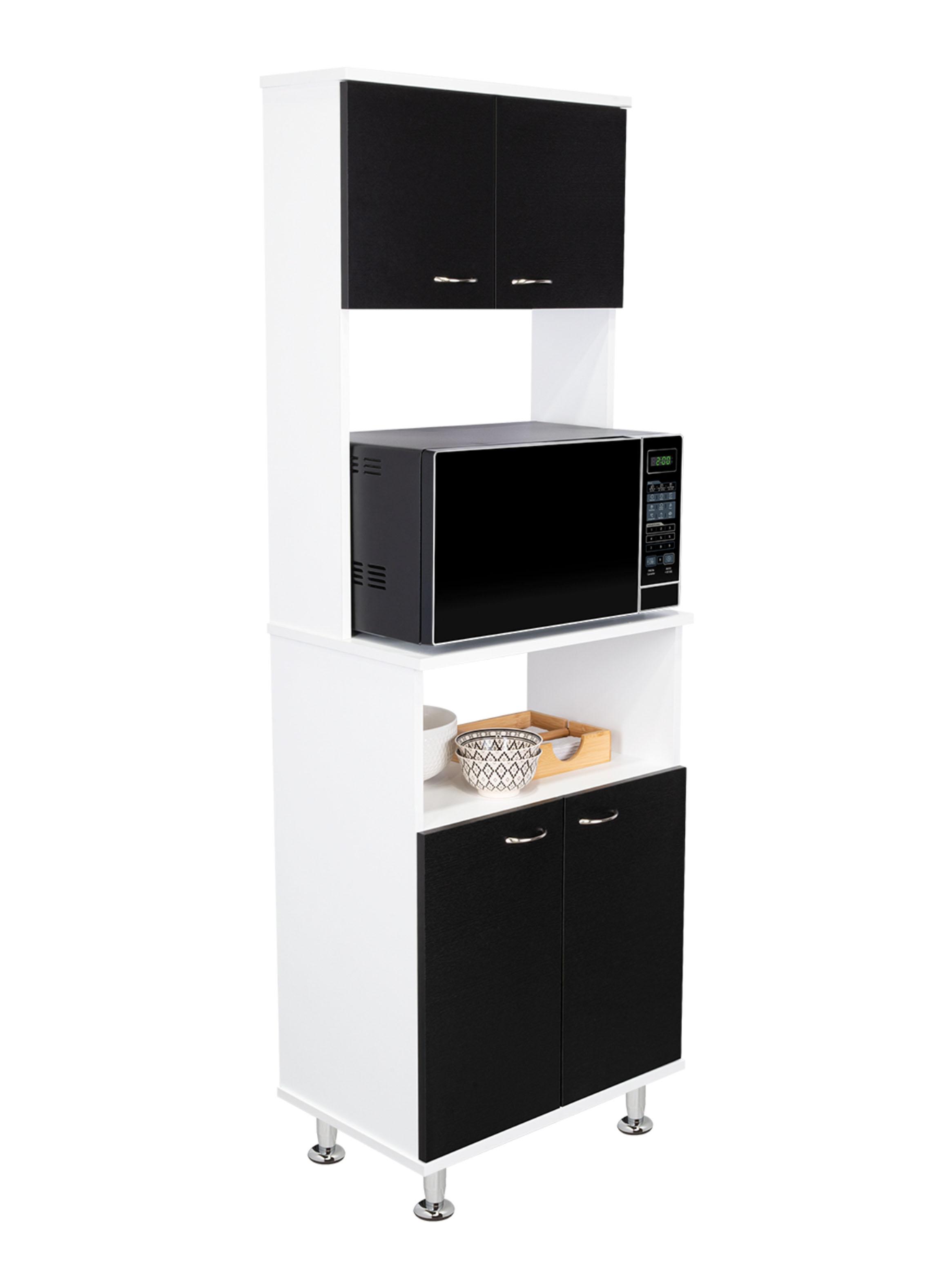 Mueble para Microondas 4 Puertas Kitchen-54 160x54x65 cm Blanco y Wengue-2