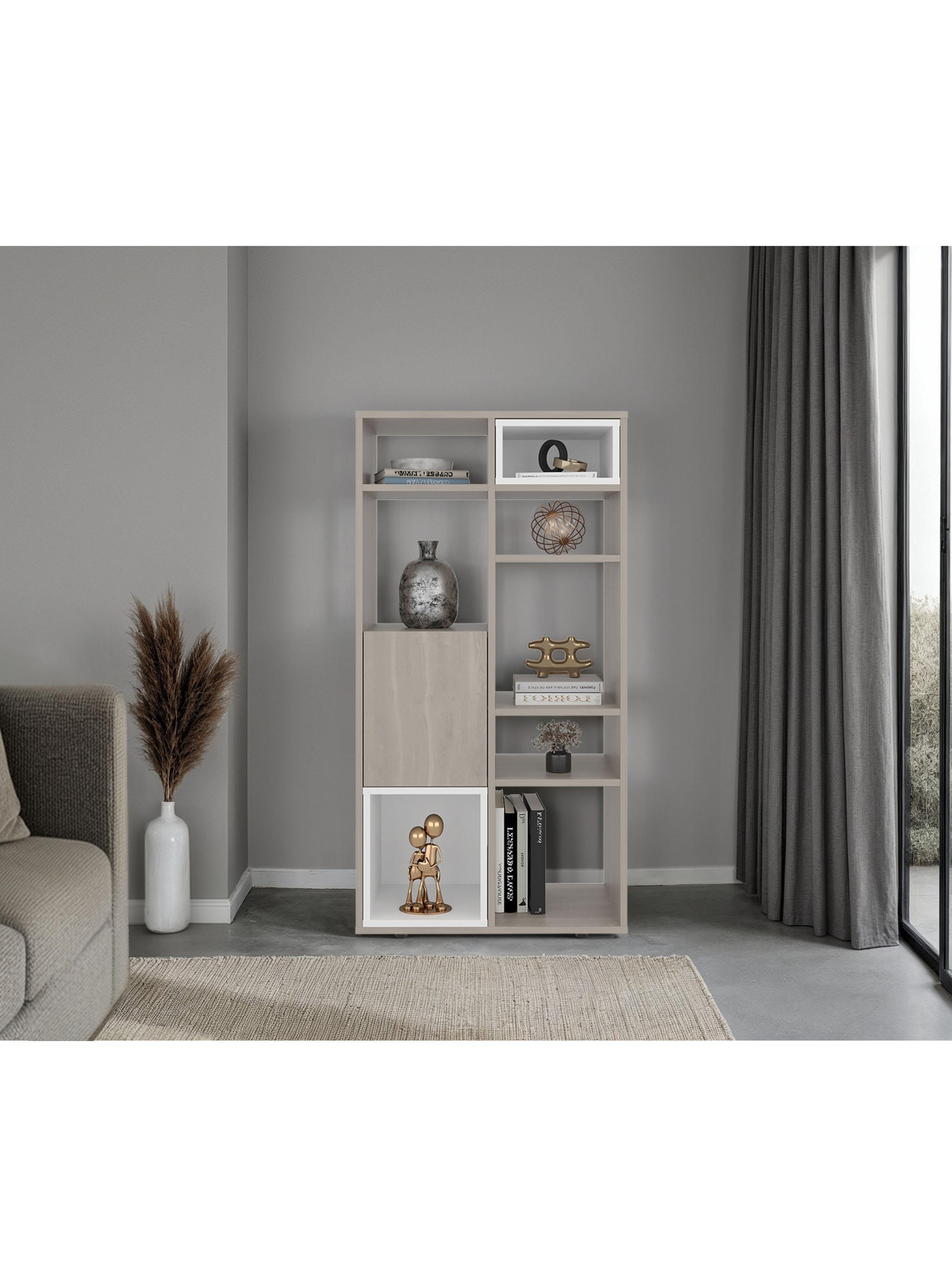 Biblioteca 1 Puerta Momi 120x61.6x30 cm Bardolino y Blanco-4