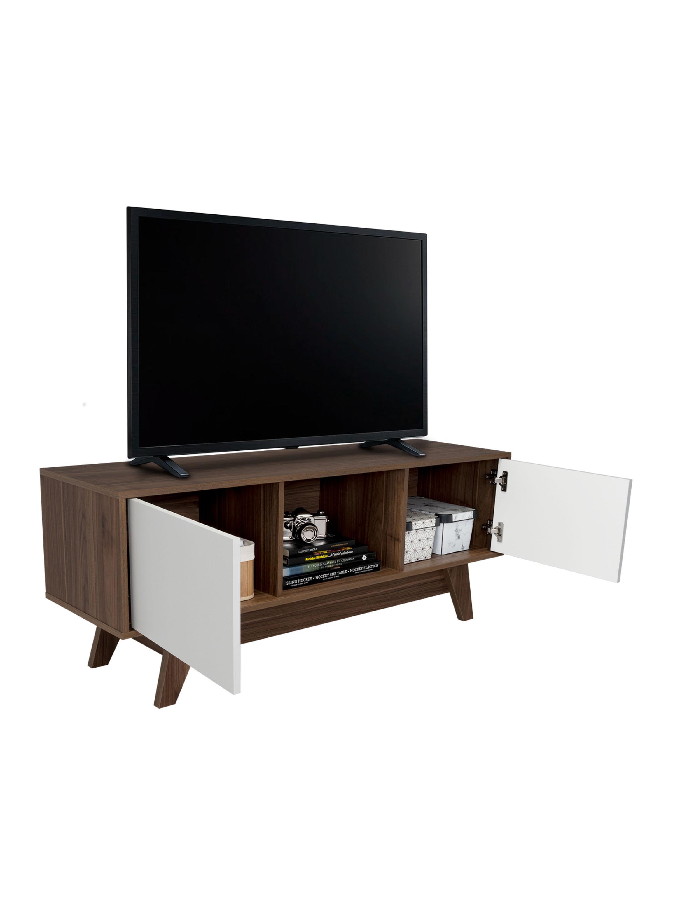 Rack TV 55'' 2 Puertas Romero 53.7x135x40.0 cm Gales y Blanco-3