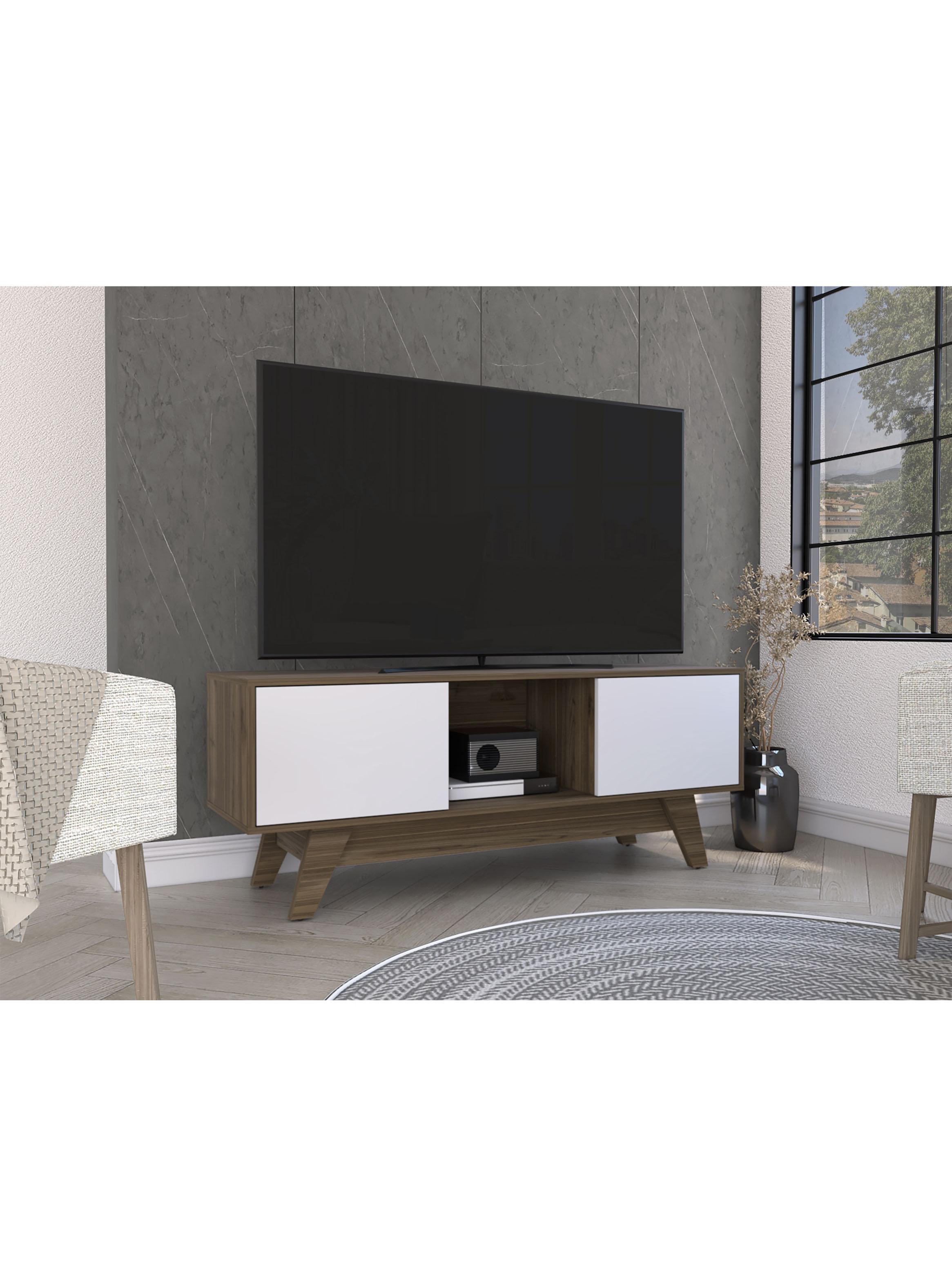 Rack TV 55'' 2 Puertas Romero 53.7x135x40.0 cm Gales y Blanco-4
