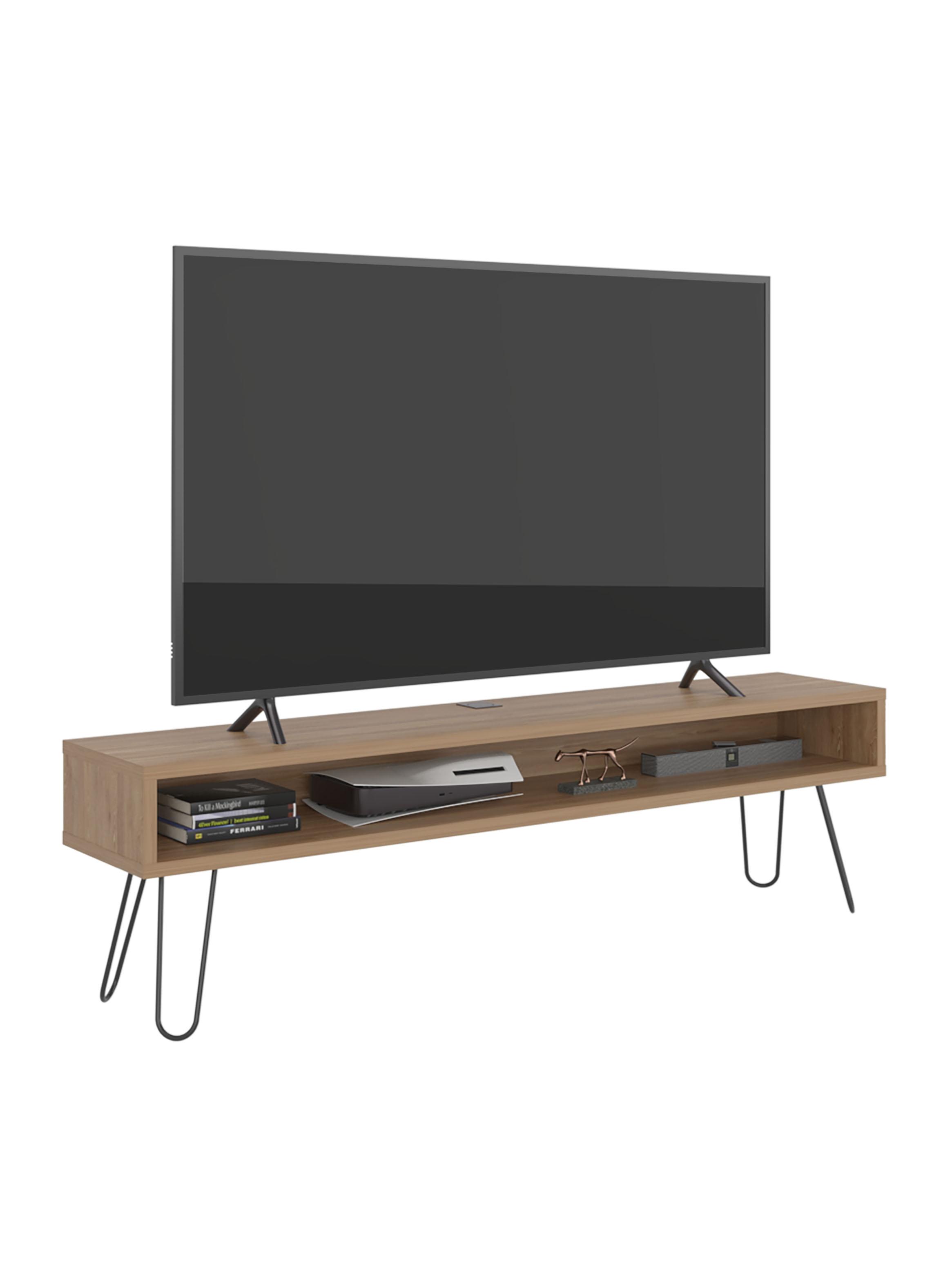 Rack TV 75'' Luft Delgado Pata Acero Alta 49.5x180x35 cm Miel-3