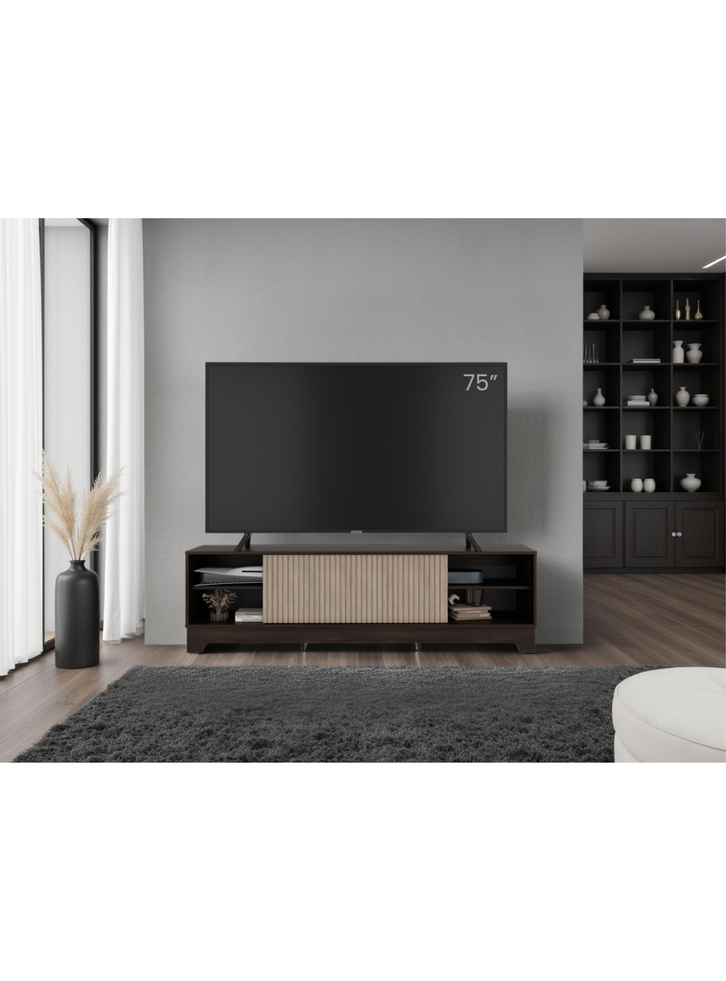 Rack TV 75'' 1 Puerta Smith 52.4x180x36.3 cm Nogal y Roble-4