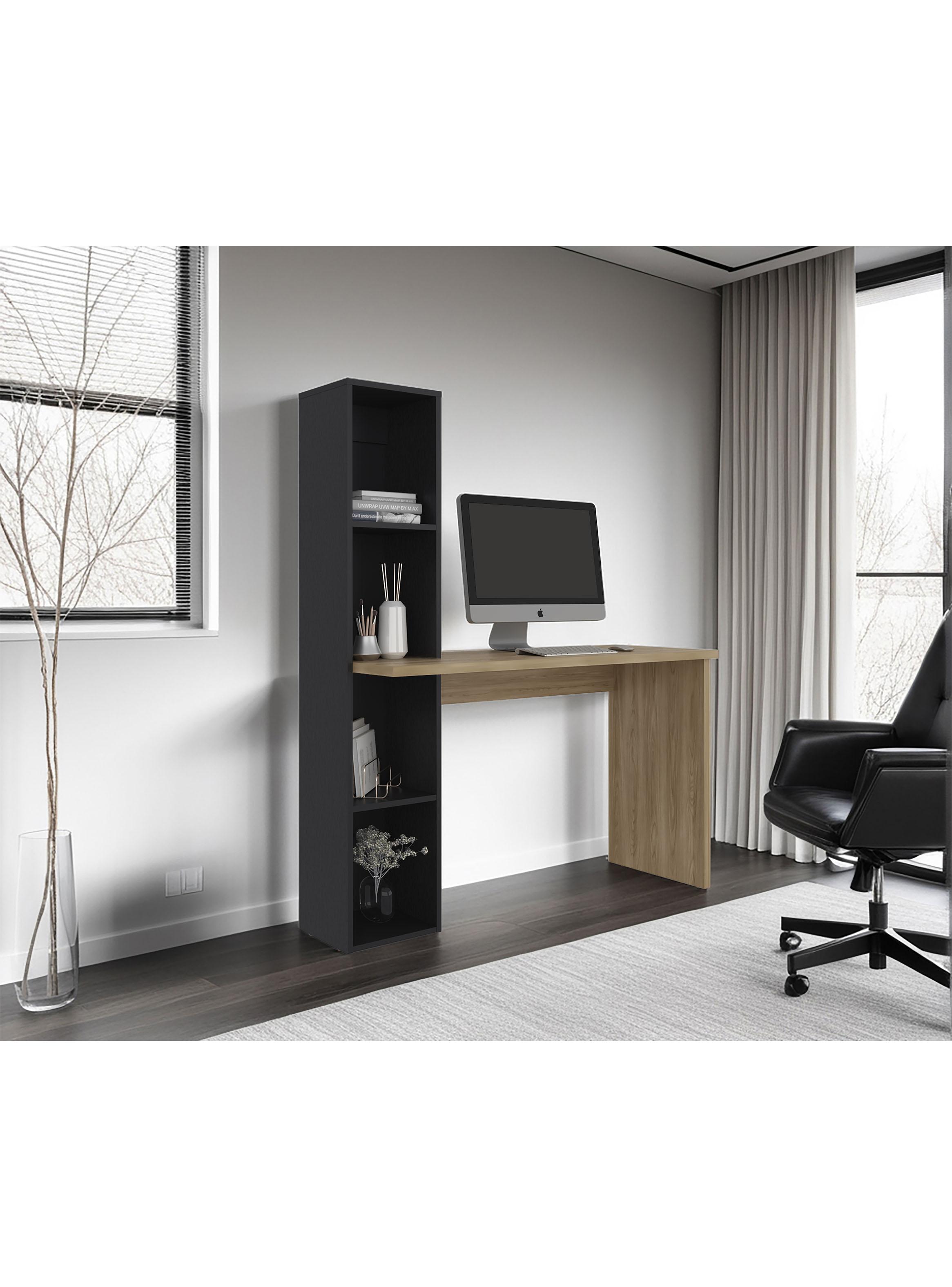 Escritorio Biblioteca Aston 145.8x120.3x45.2 cm Fresno y Wengue-2