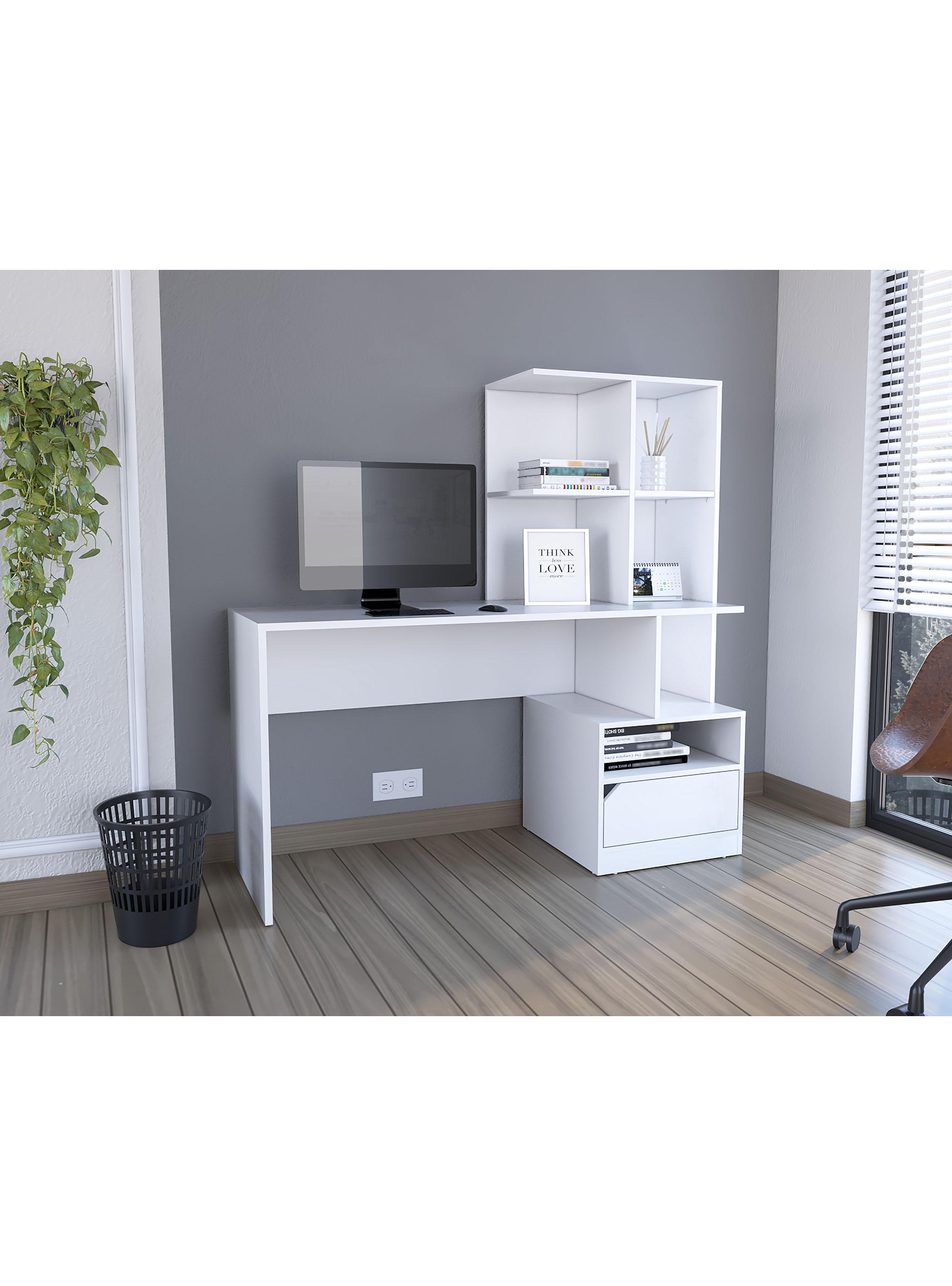 Escritorio Biblioteca 1 Puerta Alito 140.0x140.0x50.0 cm Blanco-2