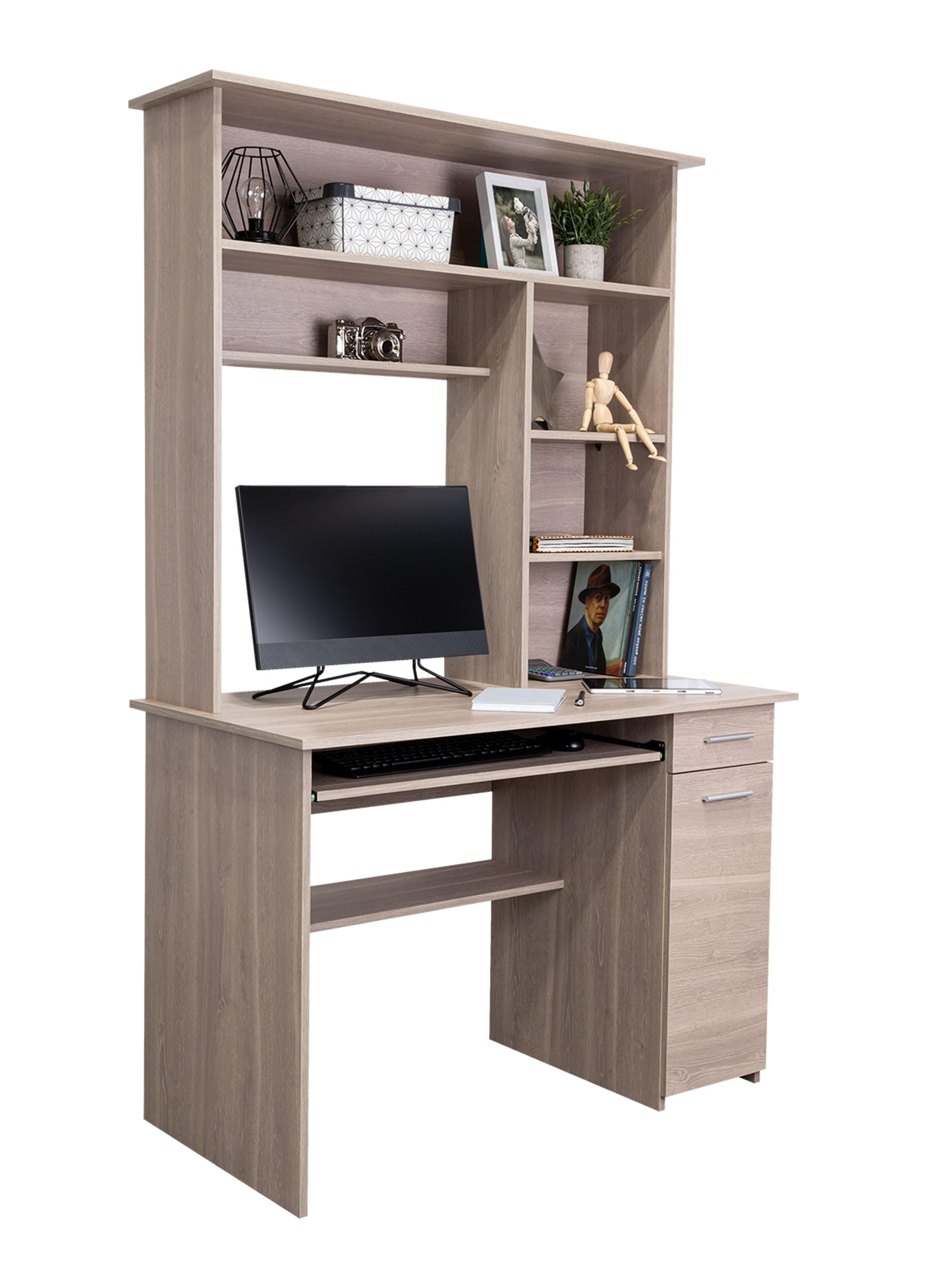 Escritorio Biblioteca 1 Puerta 1 Cajón 180 180.7x110x58.3 cm Ceniza-3