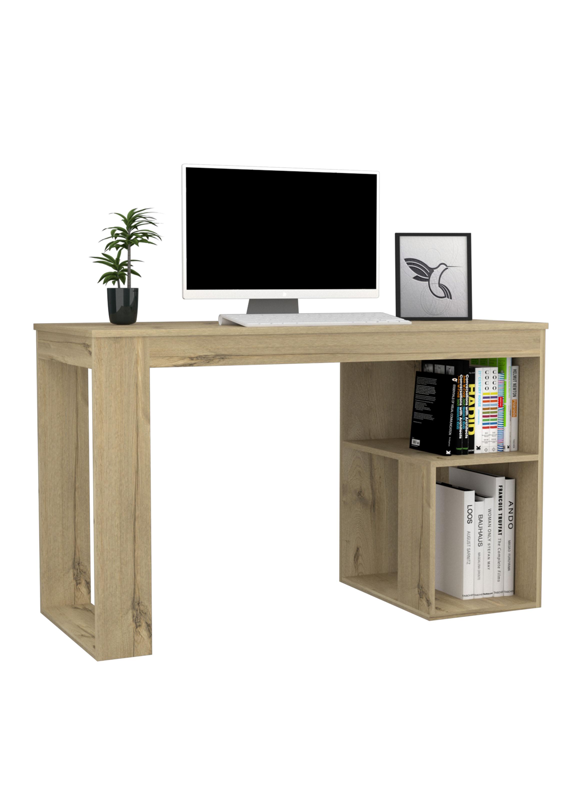 Combo Escritorio Recto Astana + Biblioteca Note Duna y Blanco-2