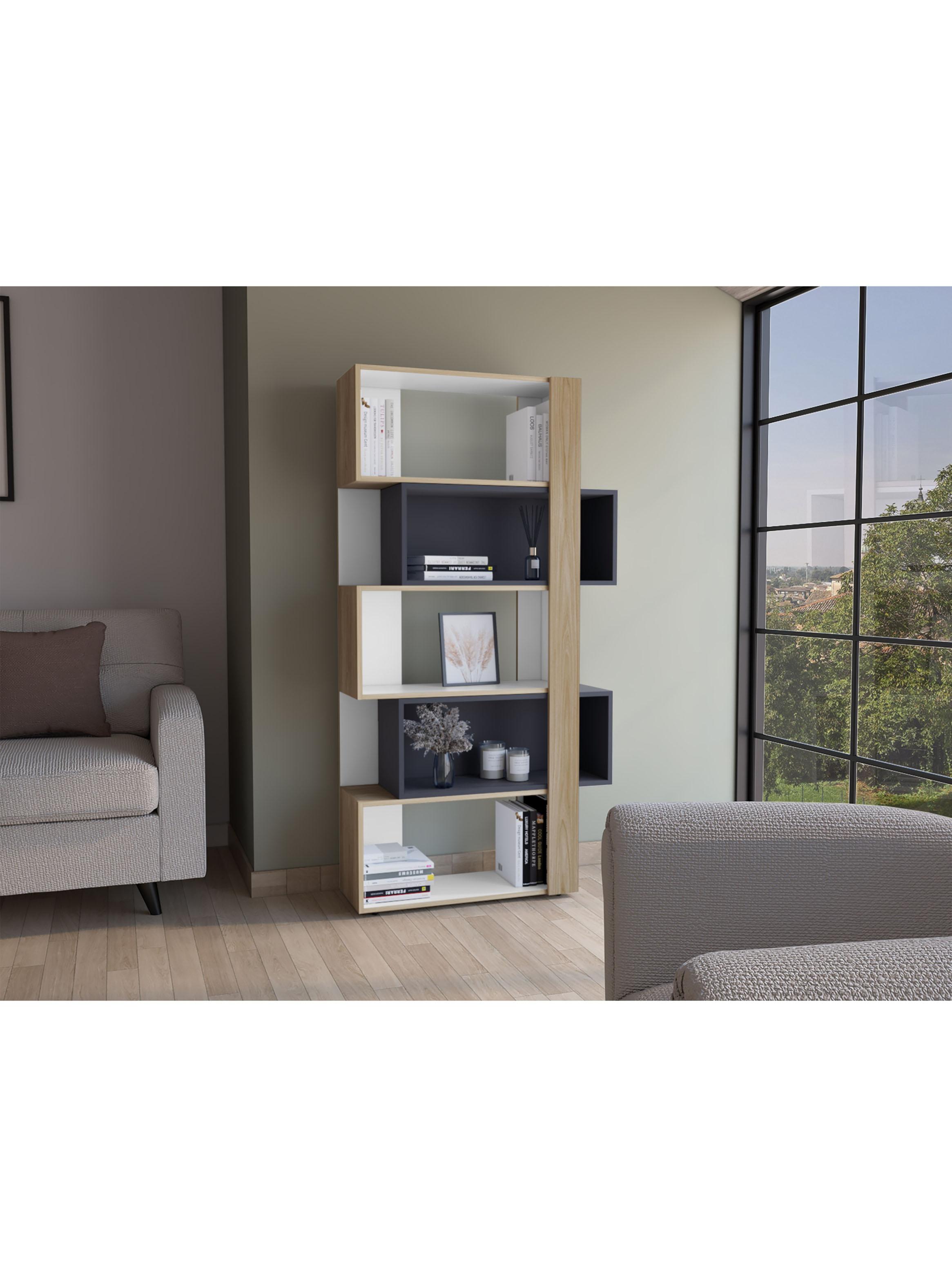 Biblioteca Cubo Beijing 161.5x70.2x28.6 cm Kronos. Blanco y Azul-4