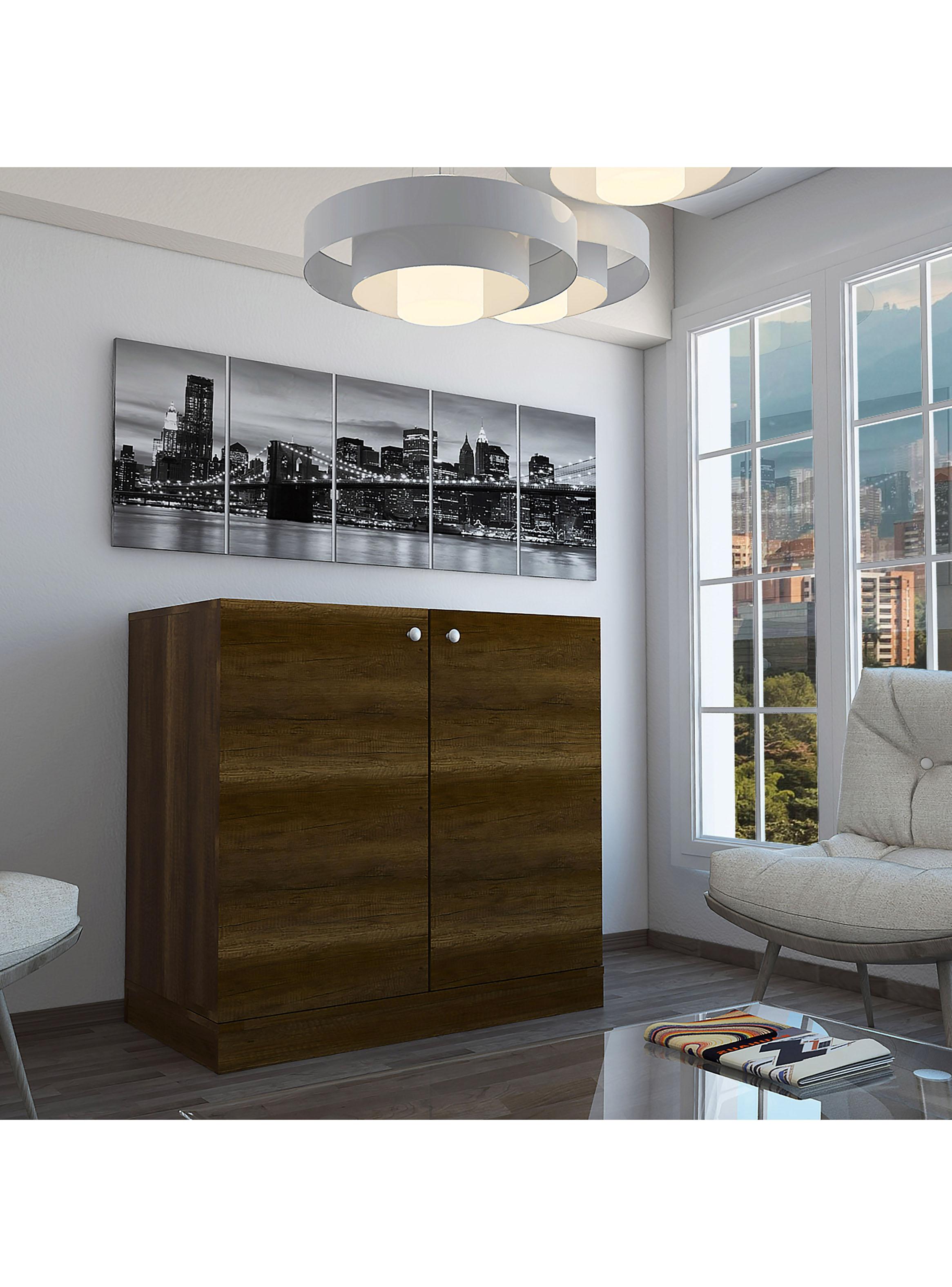 Bar Bajo Sintra 2 Puertas 12 Botelleros y Portacopas Caramelo-4