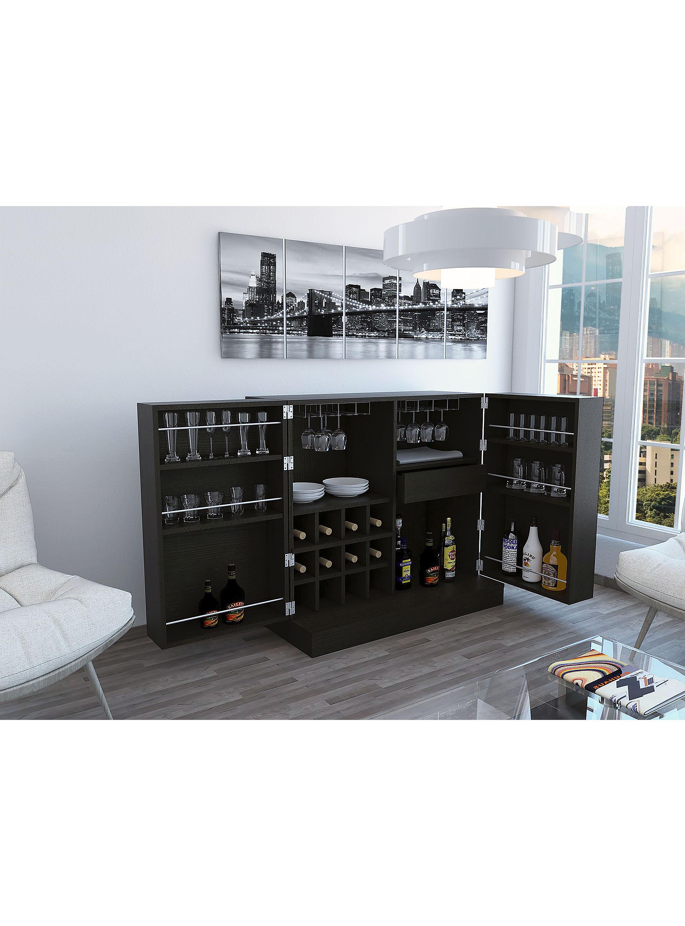 Bar Bajo Sintra 2 Puertas 12 Botelleros y Portacopas Wengue-4