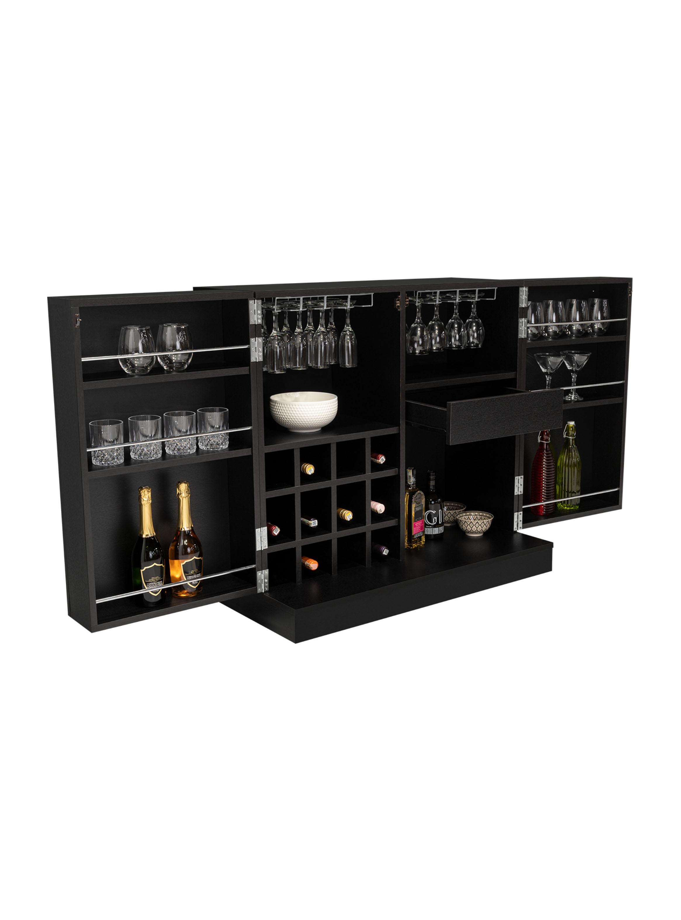 Bar Bajo Sintra 2 Puertas 12 Botelleros y Portacopas Wengue-3