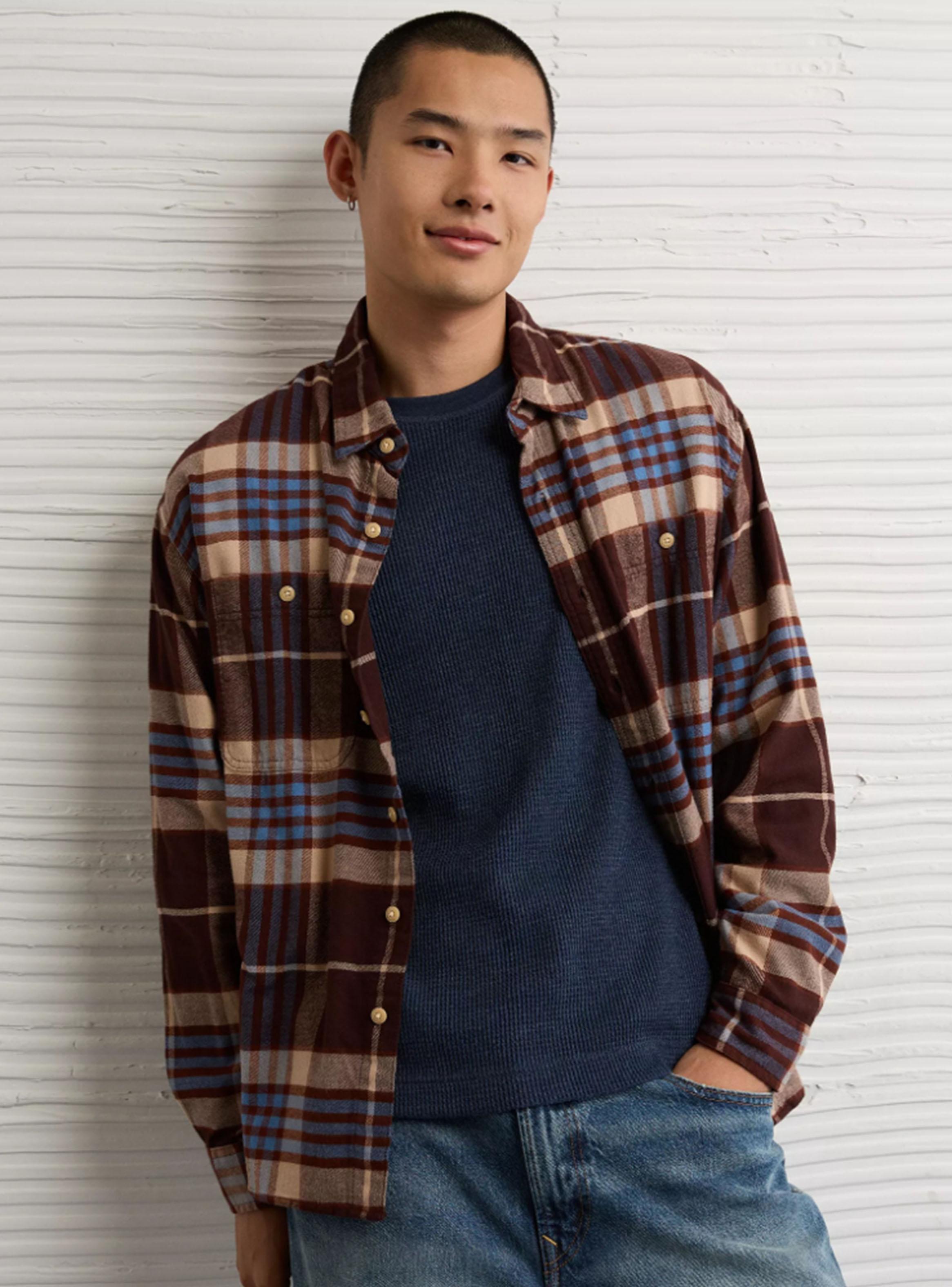 Camisa AE Everyday de Flannel de Fit Relajado-0