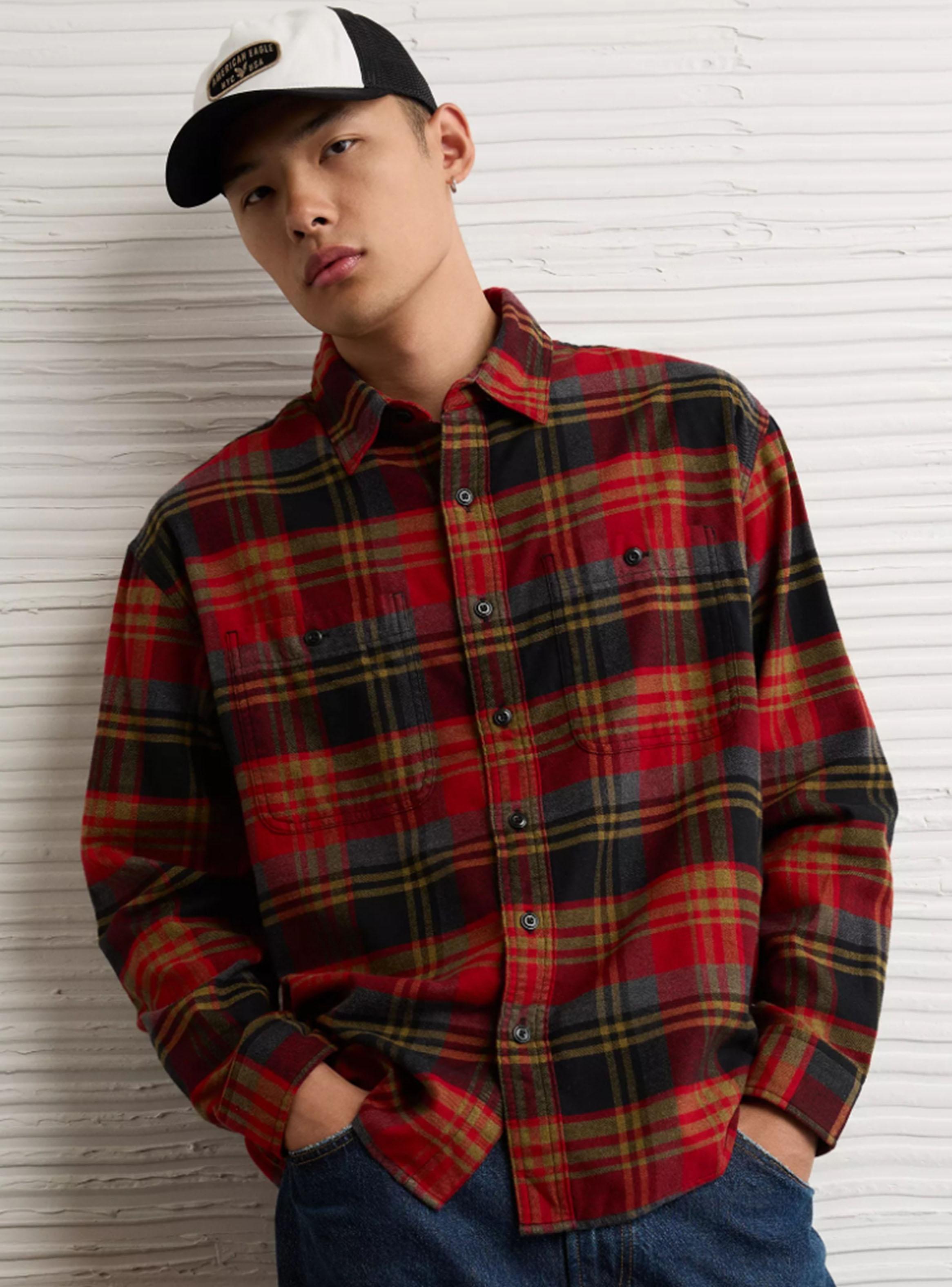 Camisa AE Everyday de Flannel de Fit Relajado-0