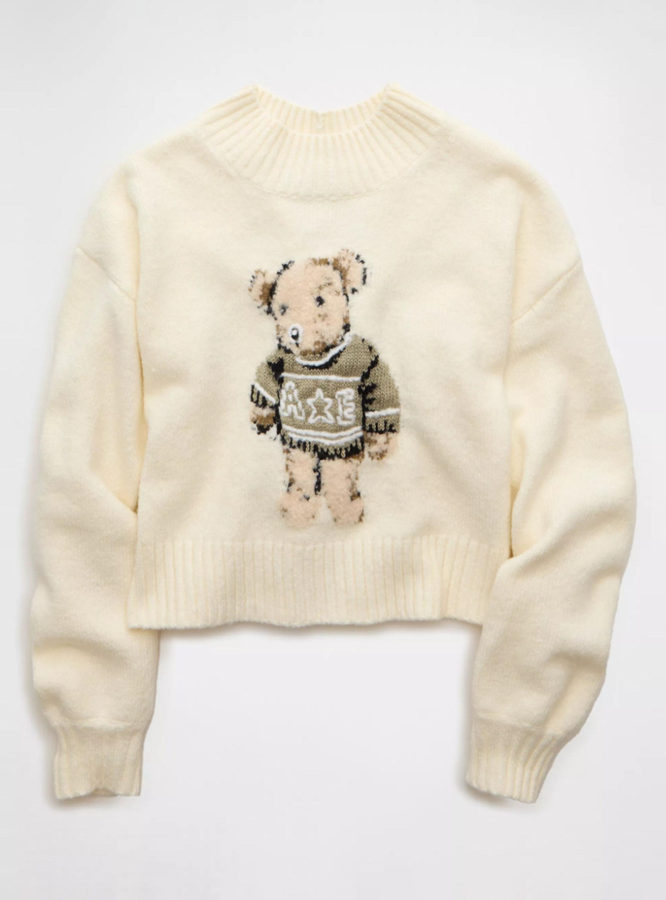 Sweater Tejido Gráfico Cuello Redondo-3