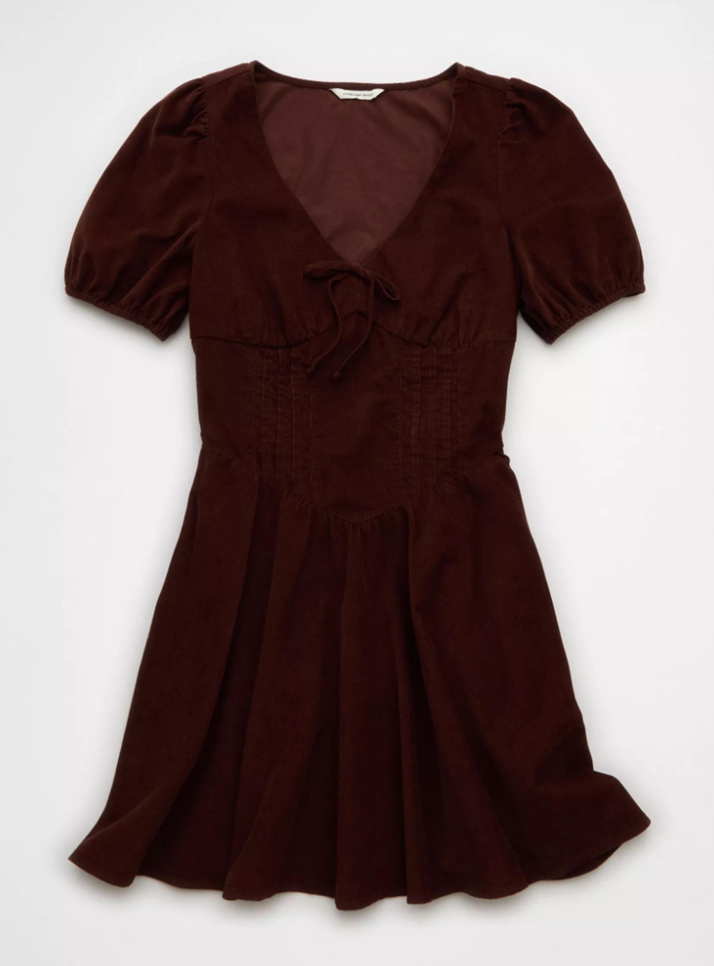 Vestido Ae Cuello V Manga Corta-3