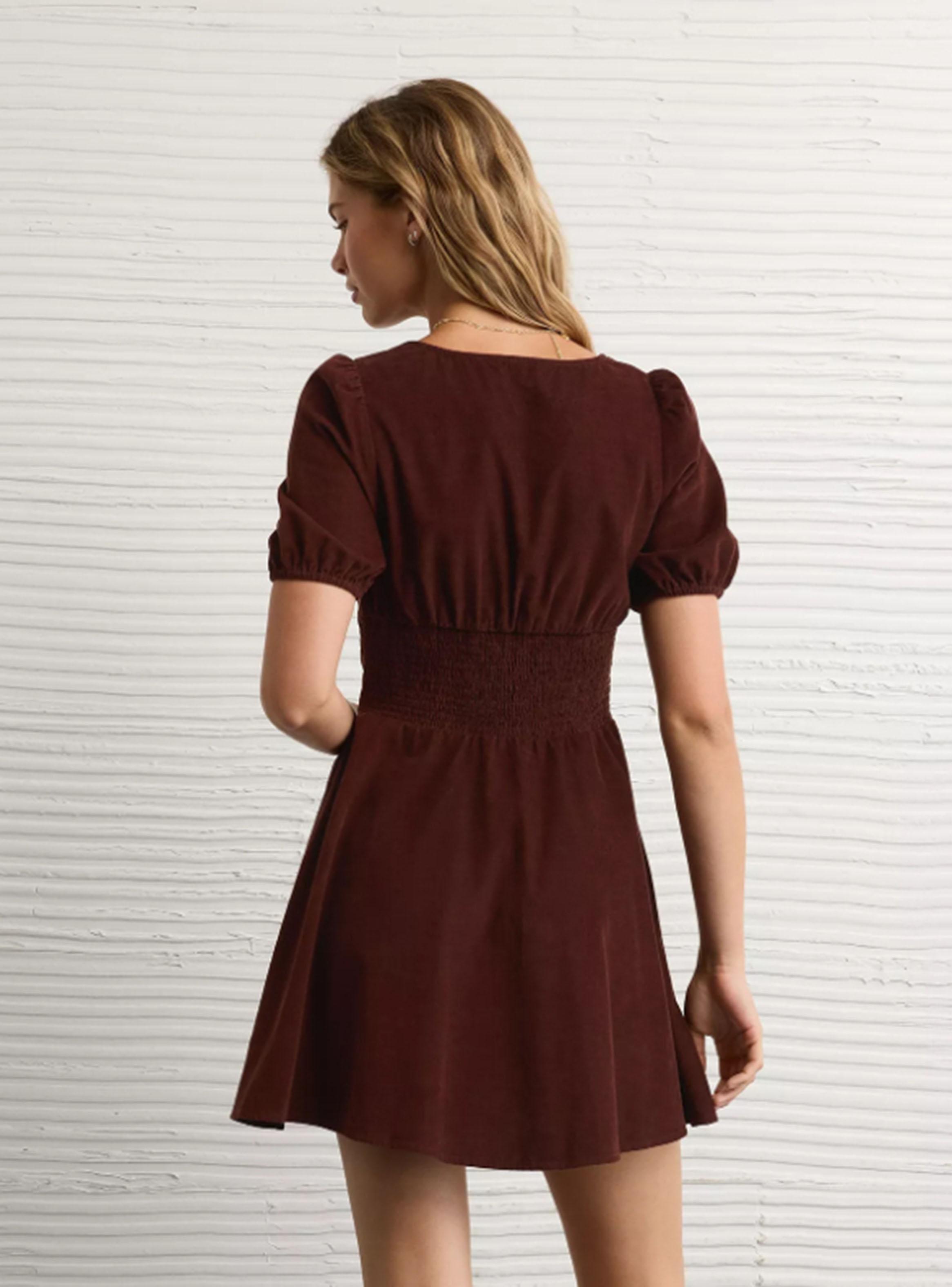 Vestido Ae Cuello V Manga Corta-1