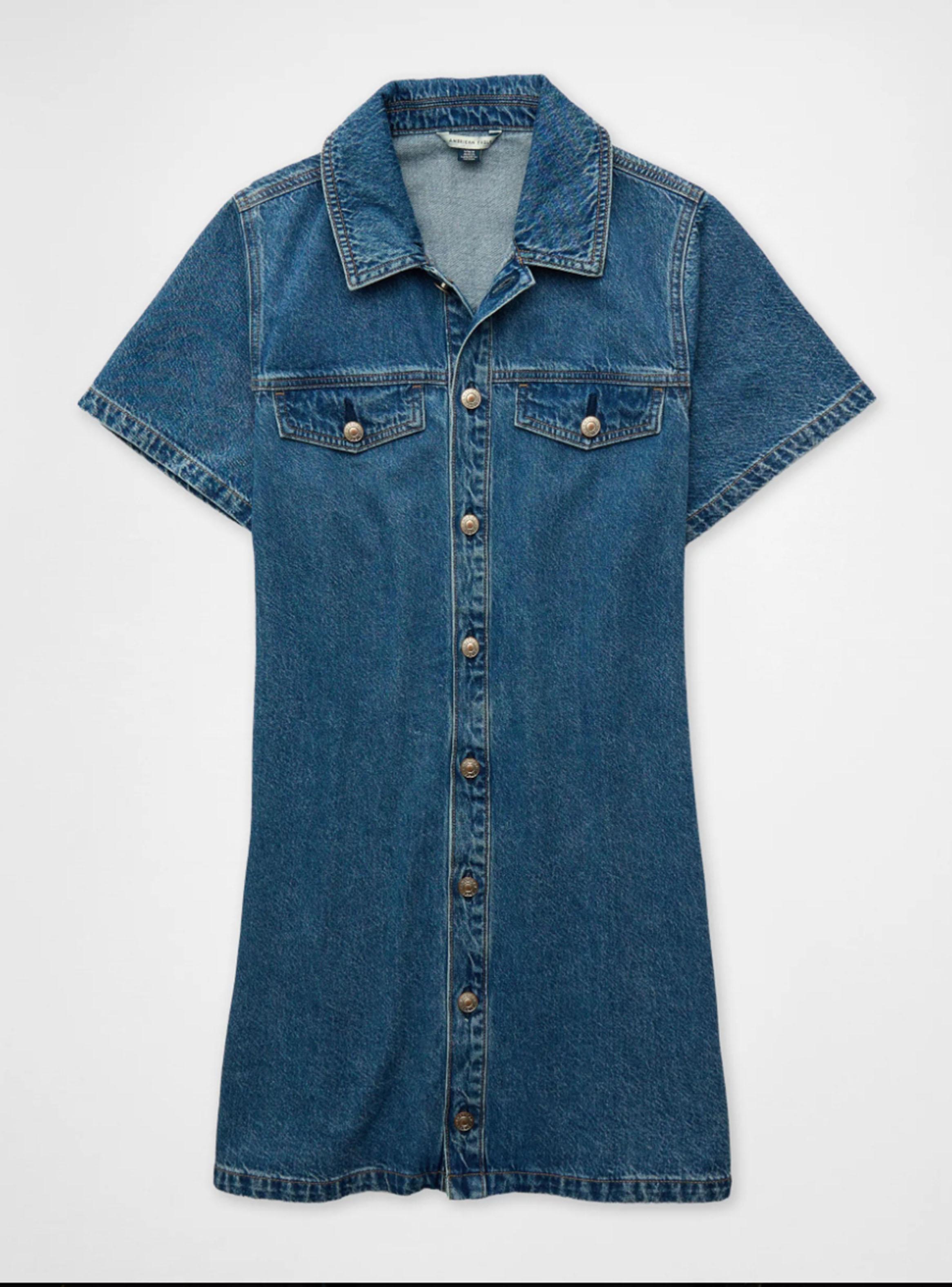 Vestido Ae Corto Estilo Camisa de Denim-2