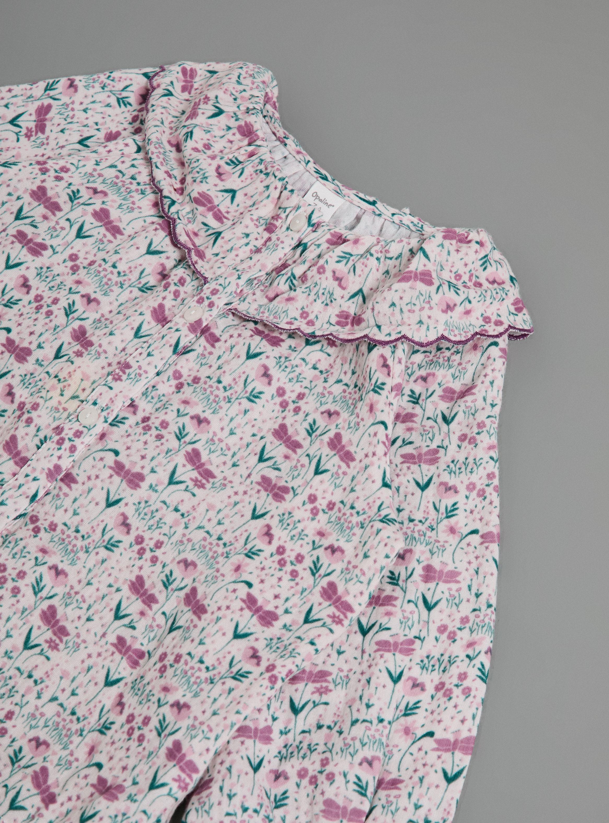 Blusa Estampado Floral Puños Elasticados y Bordado en Cuello-3