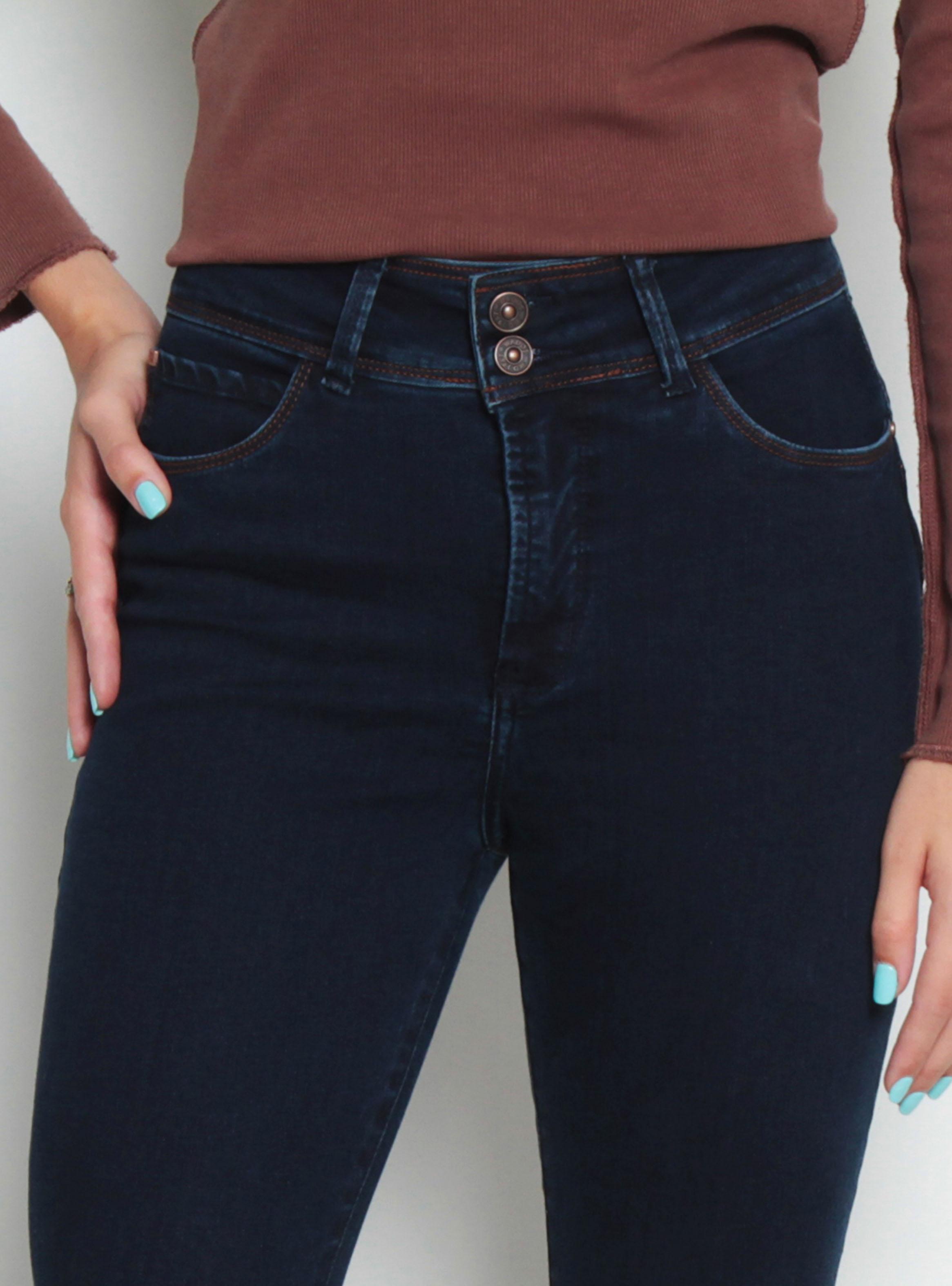 Jeans Pitillo de Tiro Alto Pretina Media 2 Botones Push Up-2