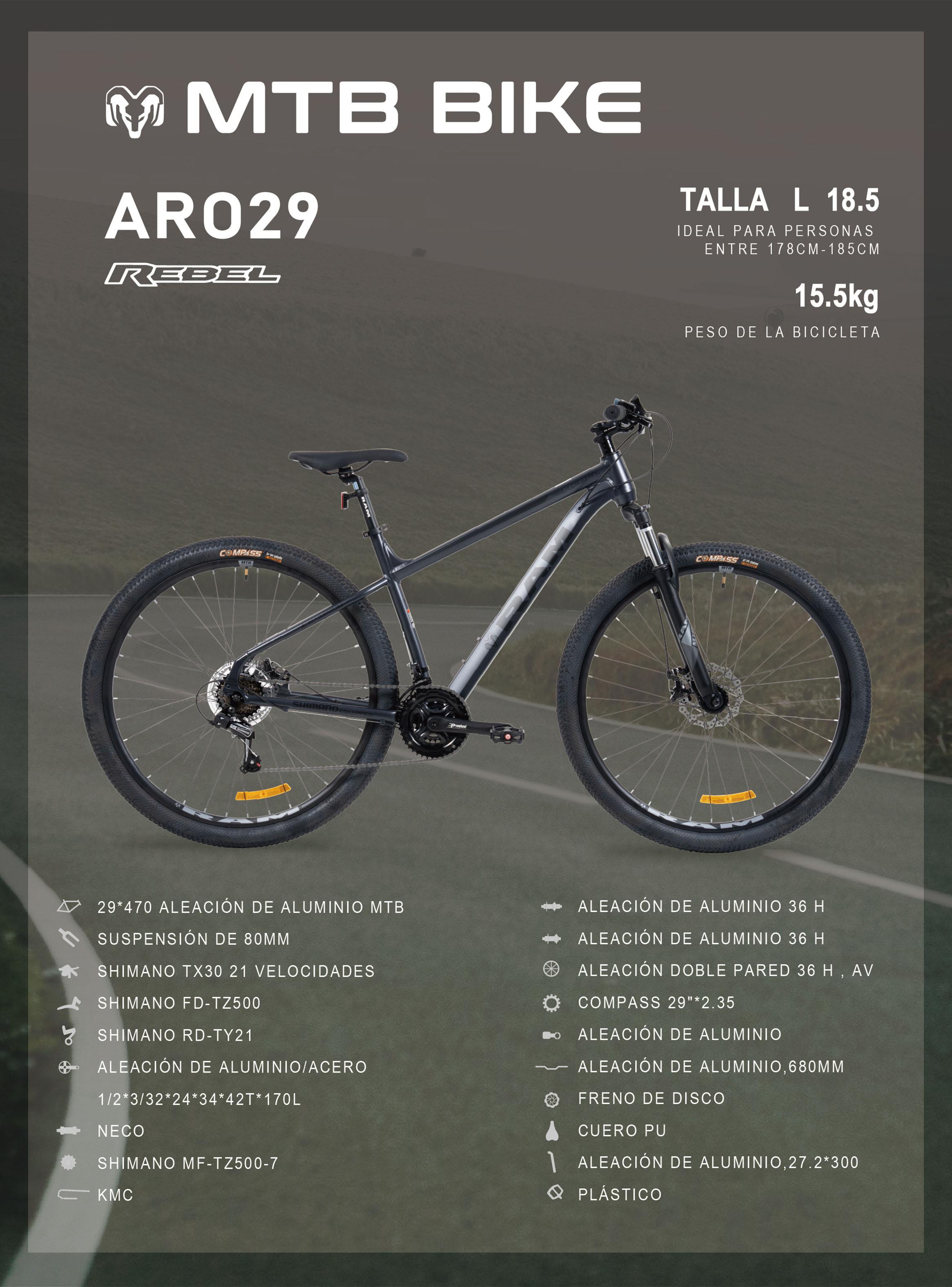 Bicicleta MTB Ram Rebel Aro 29'' Unisex-5