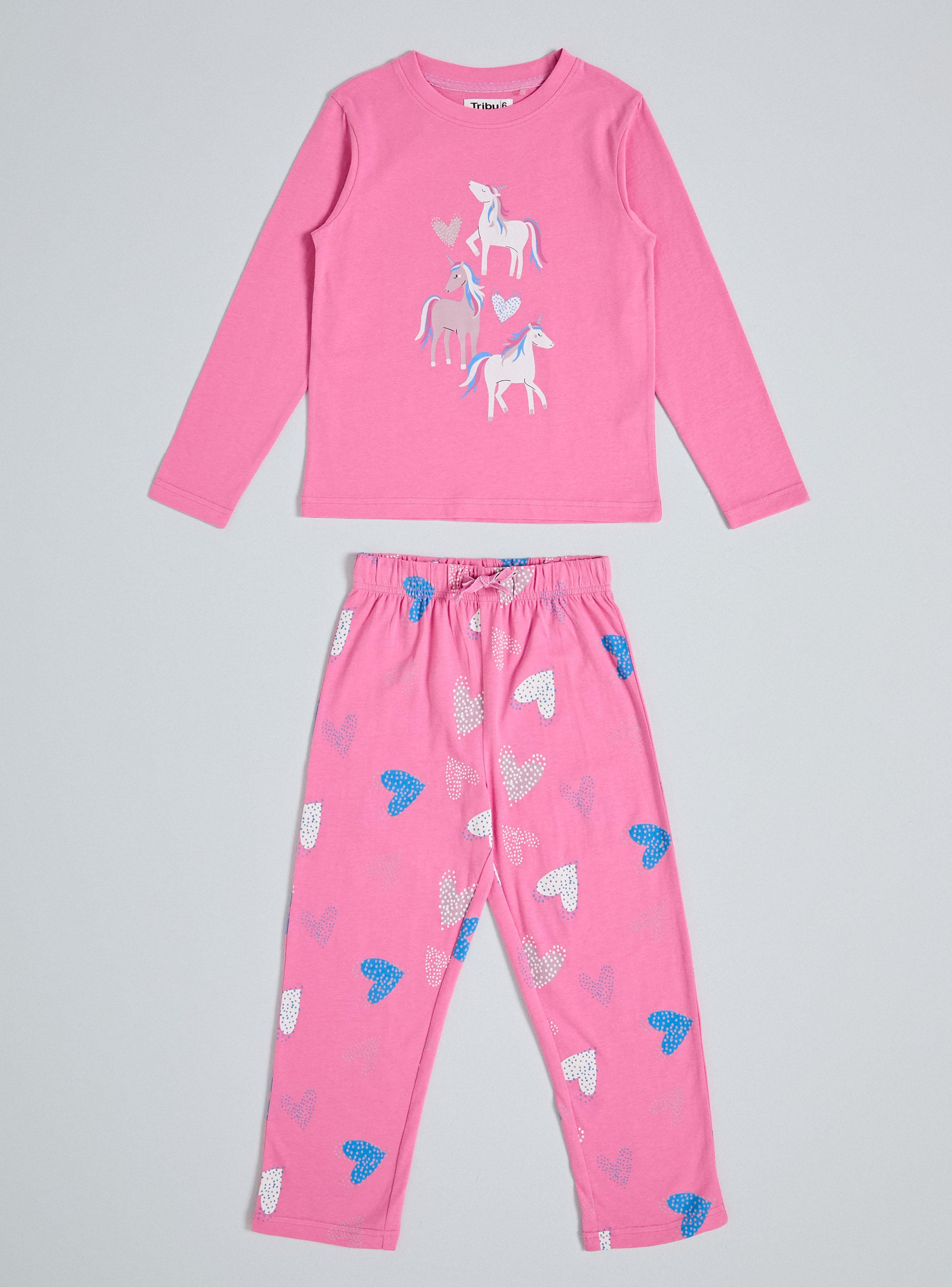 Pijama Manga Larga con Estampado Jersey Niña-0