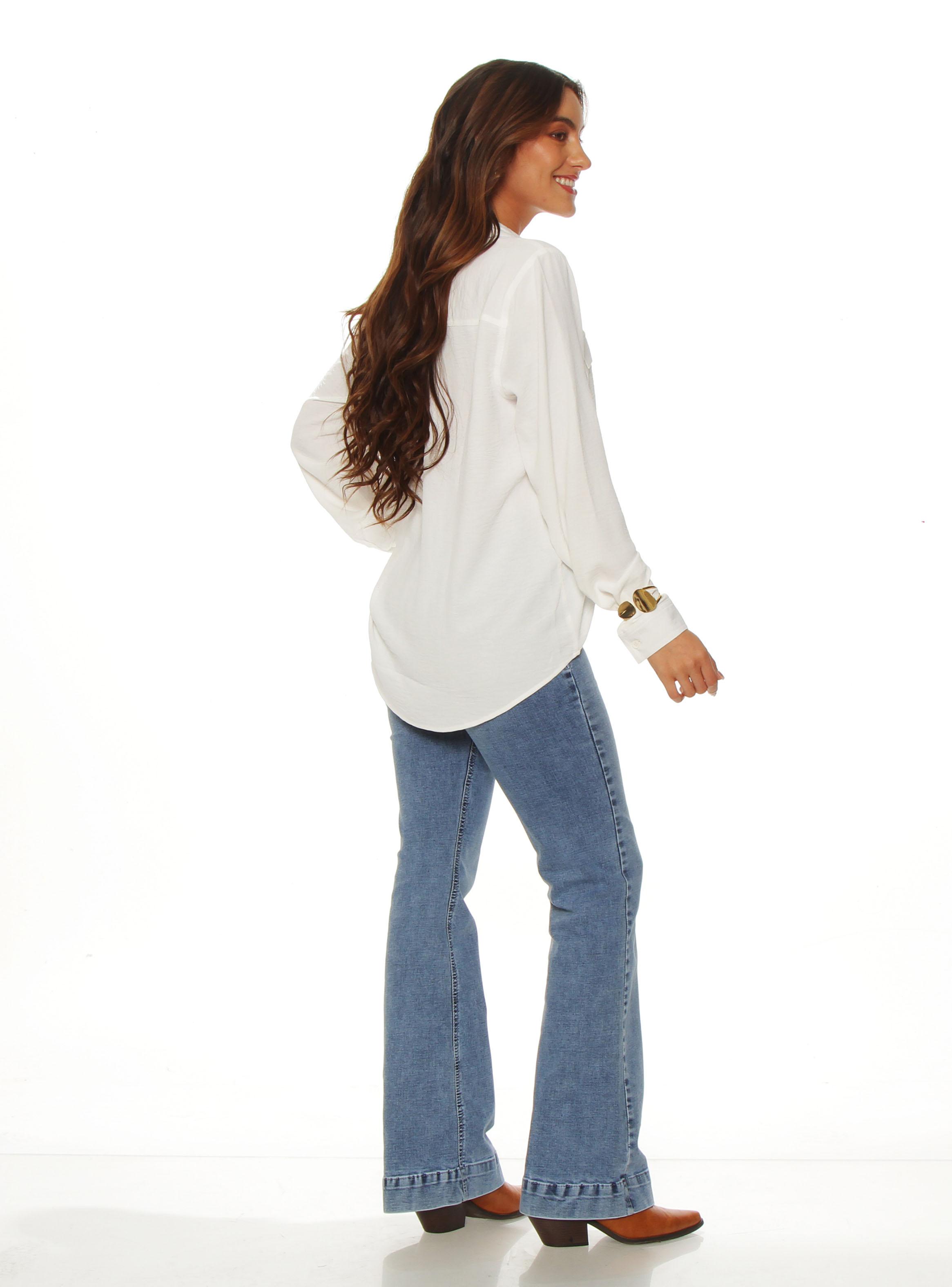 Blusa Abotonada en Delantero con Bolsillos Delantero-4