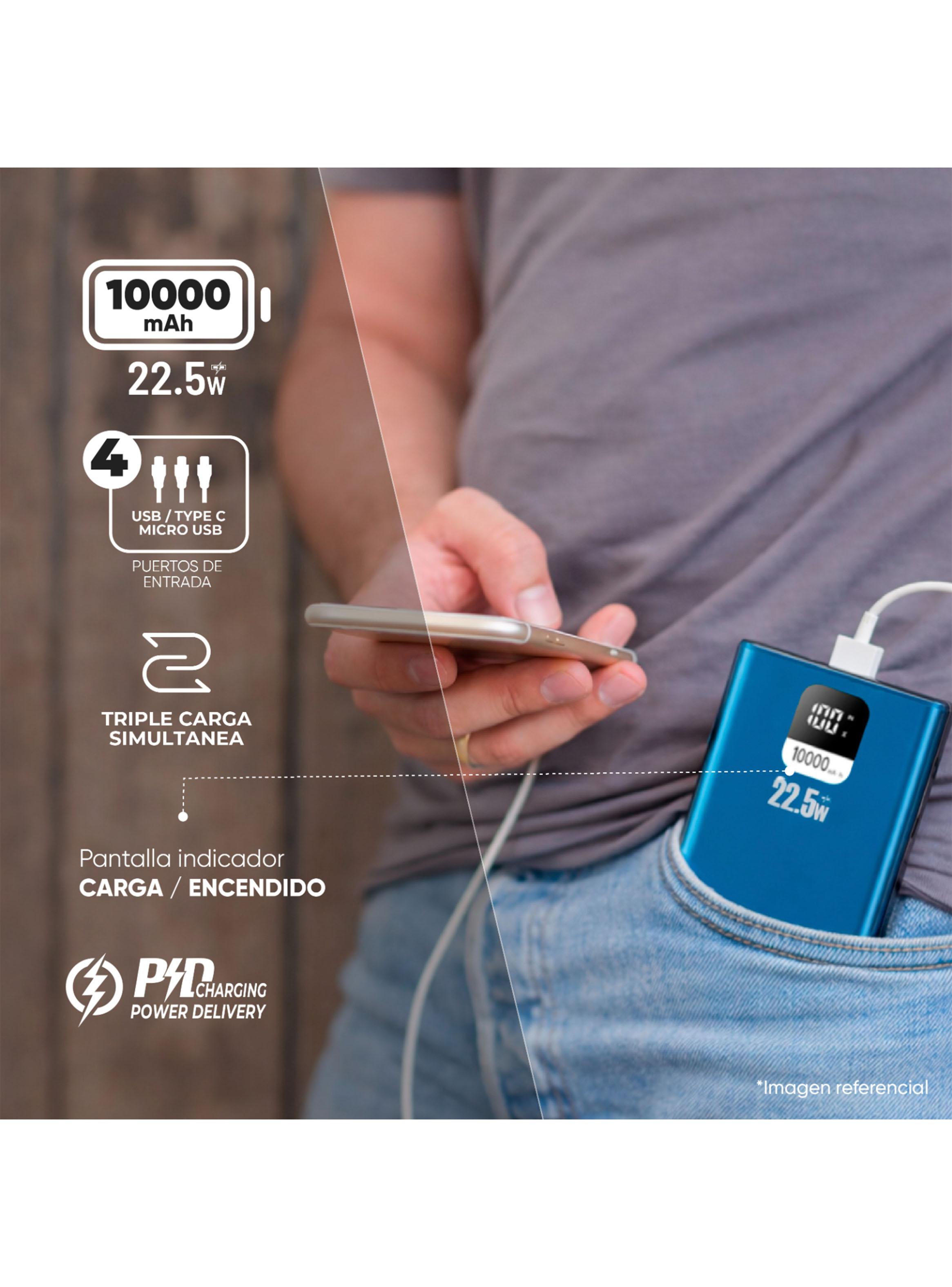 Batería Portátil Powerbank 10000 mAh 22.5W Azul-3