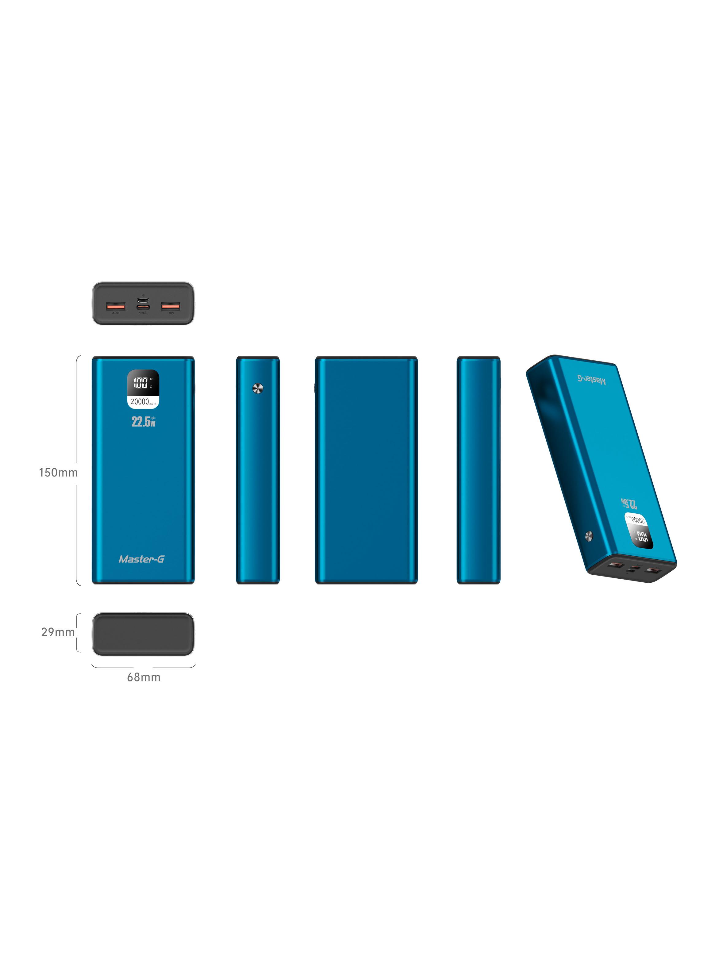 Batería Portátil Powerbank 20000 mAh 22.5W Azul-2