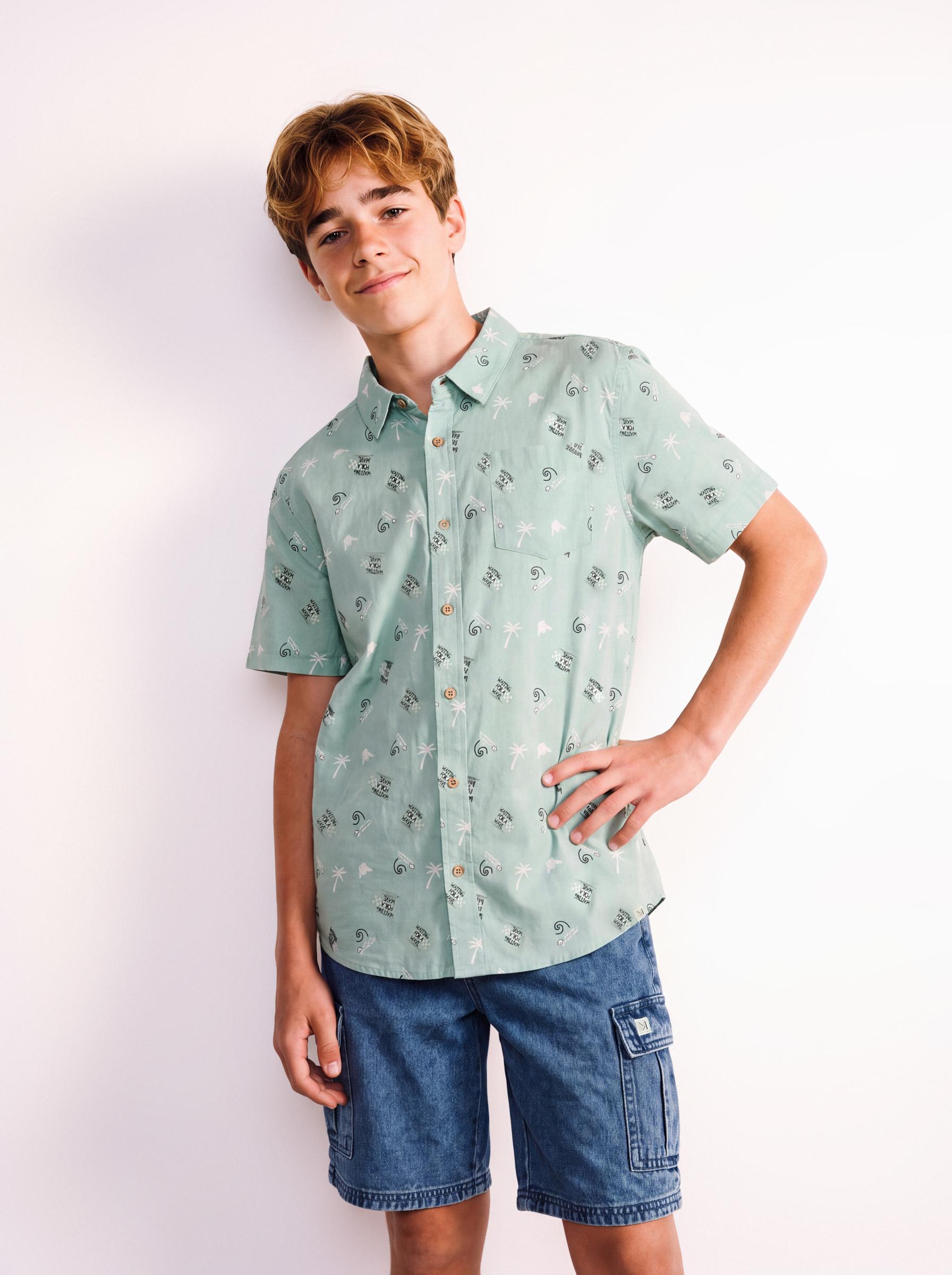 Camisa Cuello Camisero Full Mini Print Niño-0