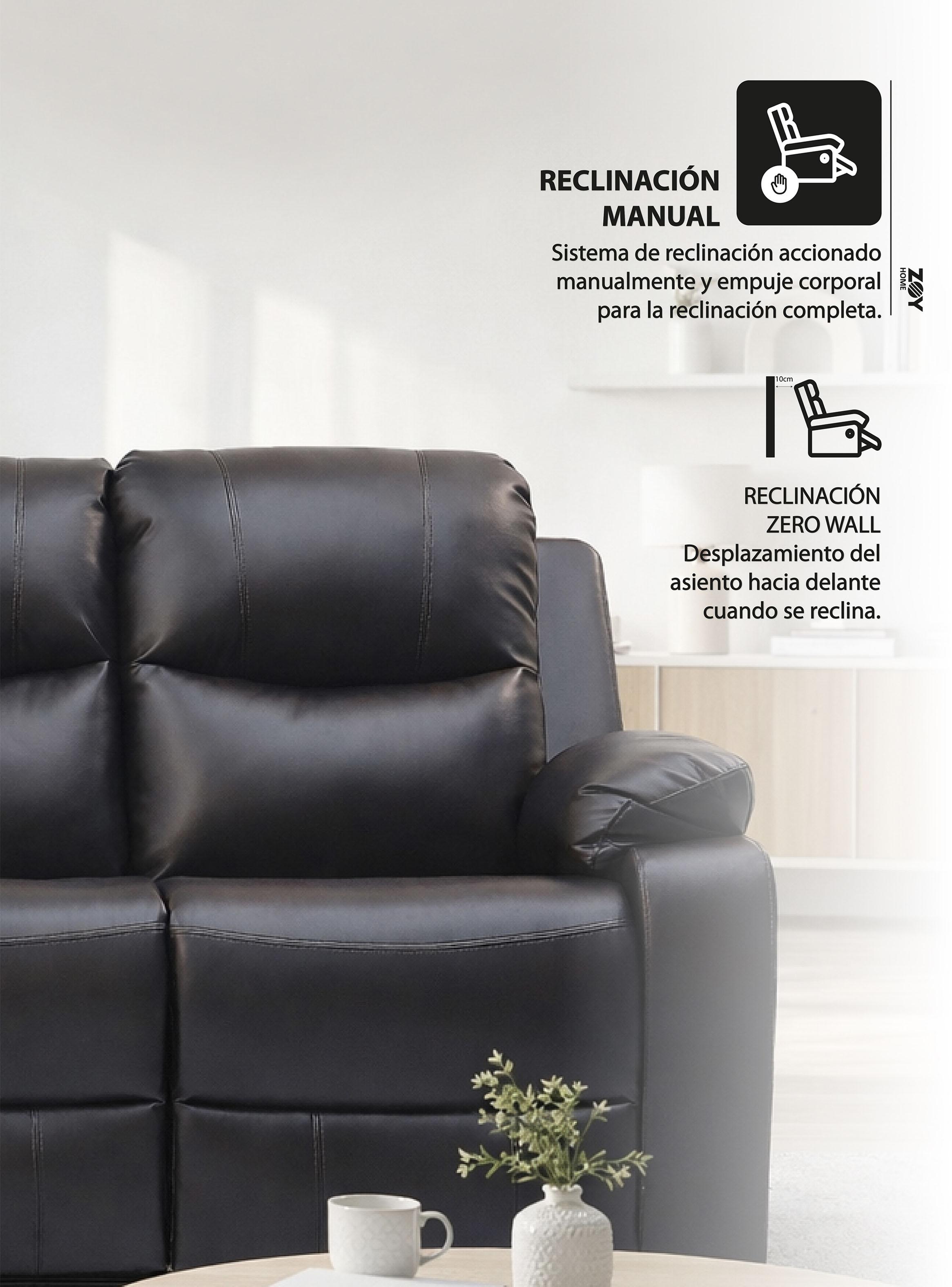 Sofá Reclinable 3 Cuerpos Tabuk PU Café-3