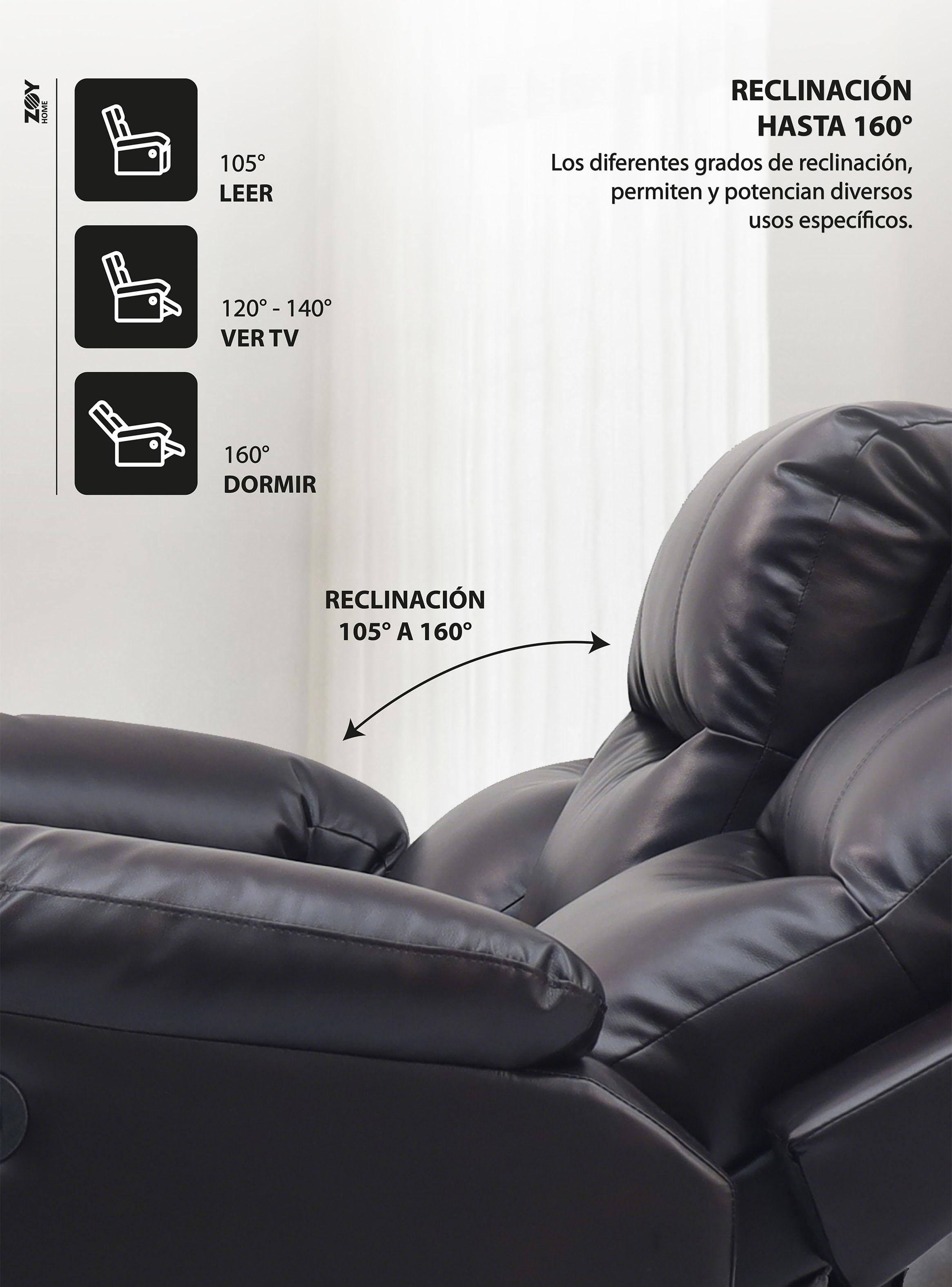 Sofá Reclinable 3 Cuerpos Tabuk PU Café-2