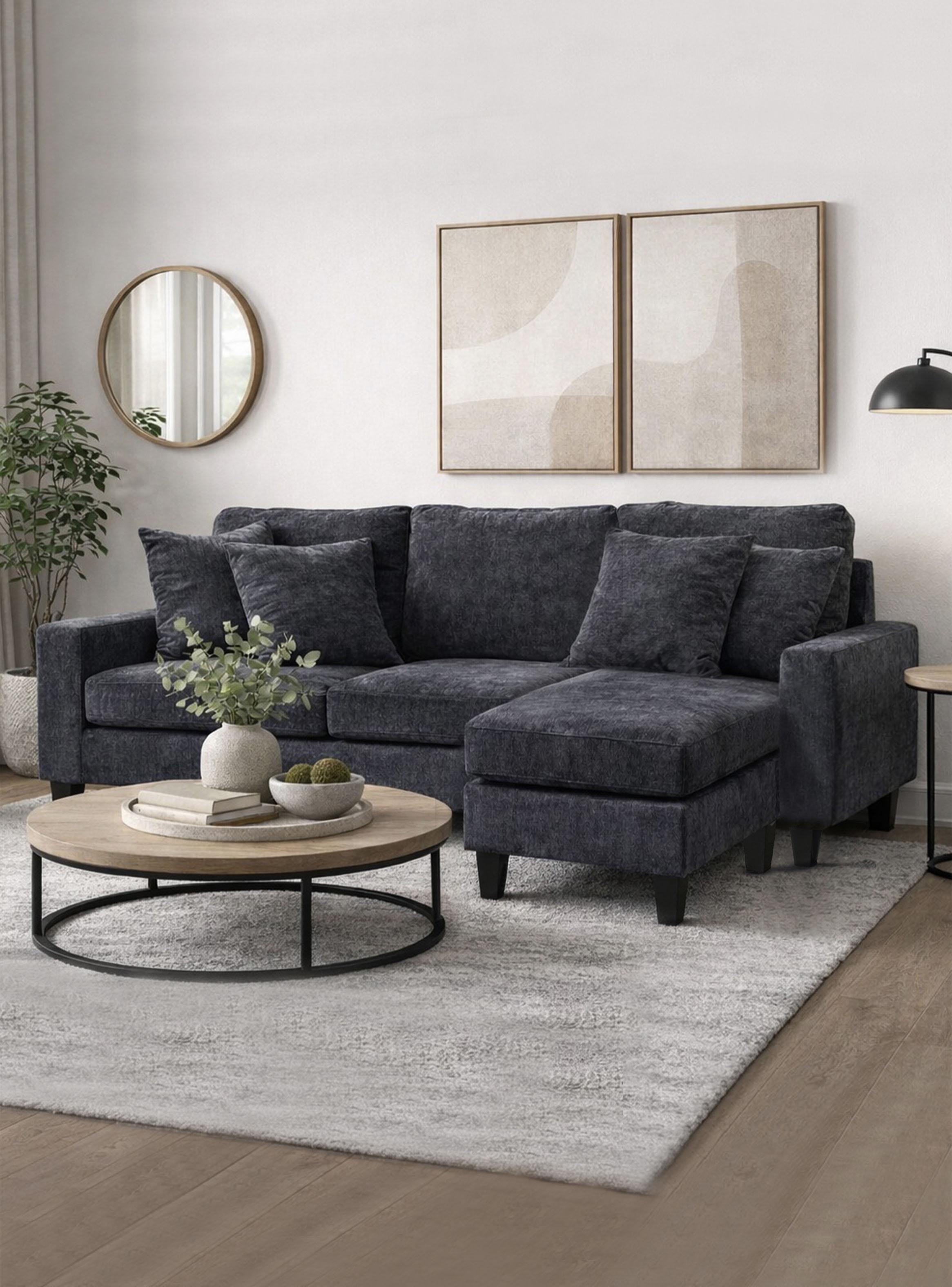 Sofá Seccional Bergen 3 Cuerpos Izquierdo Tela Gris-4