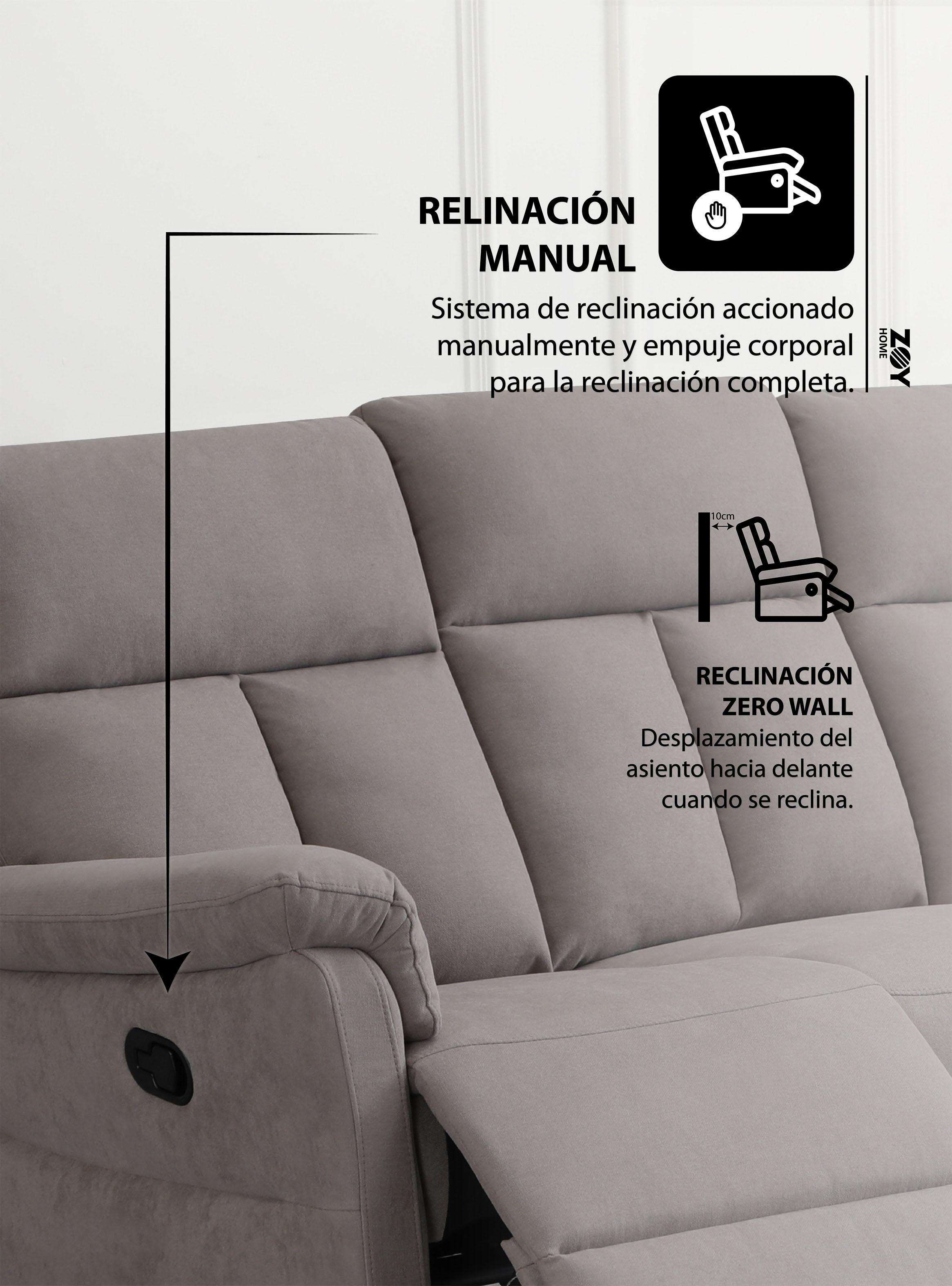 Sofá Reclinable 3 Cuerpos Beijing Tela Moka-2