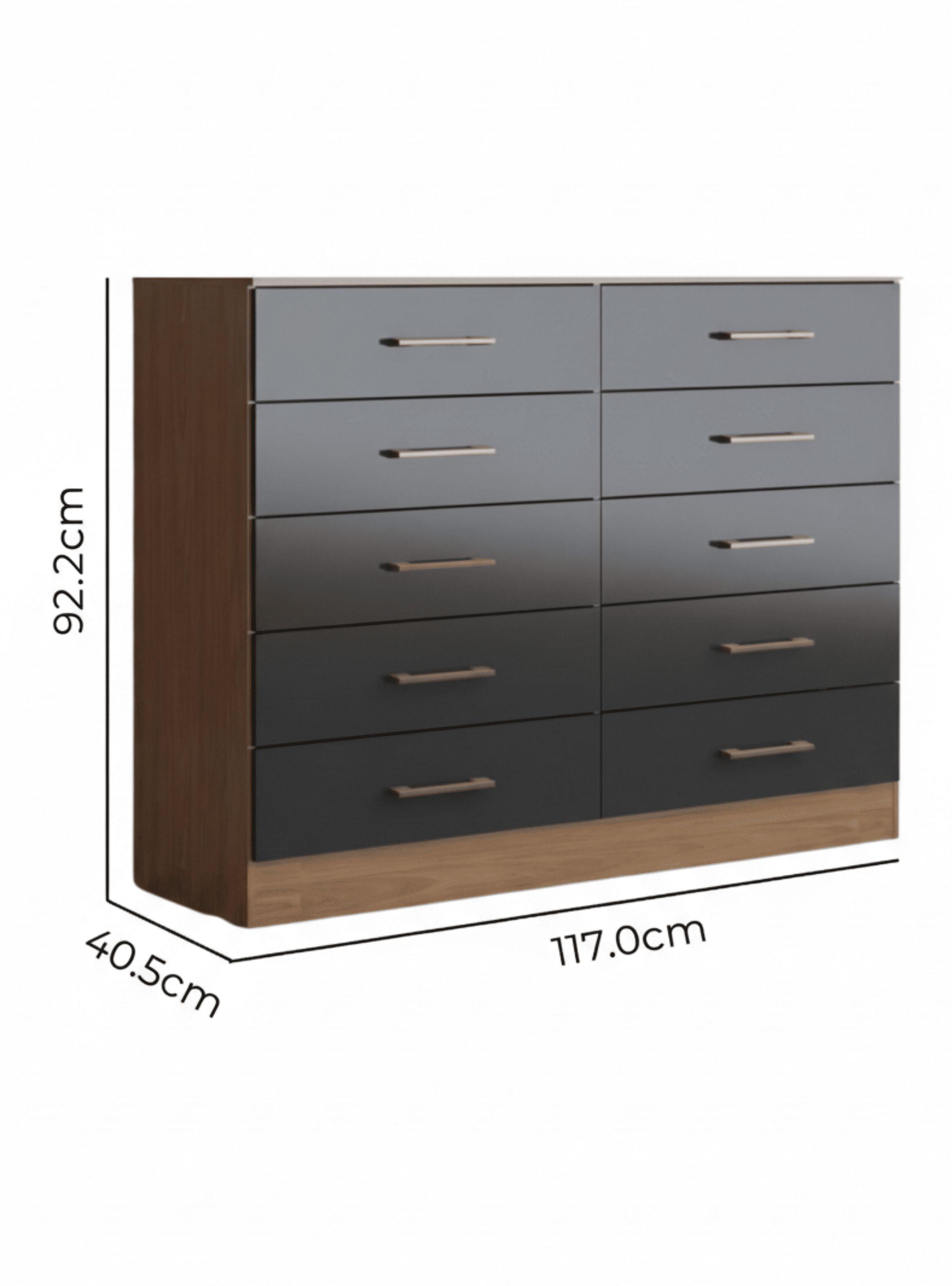 Cómoda 10 Cajones Negro/Café 92.2x117x40.5 cm-1