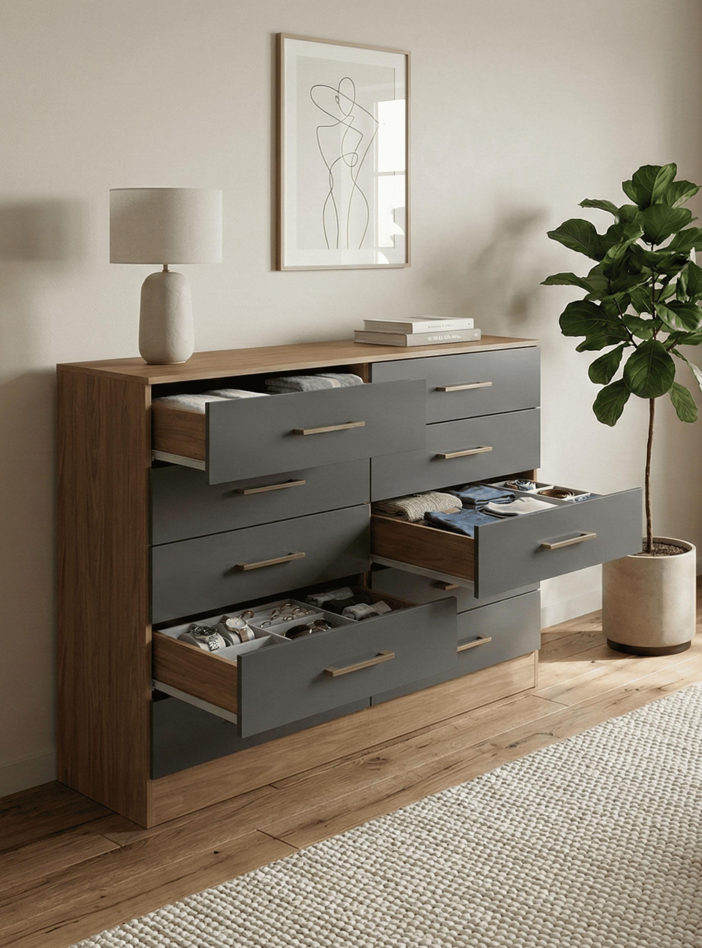 Cómoda 10 Cajones Negro/Café 92.2x117x40.5 cm-3