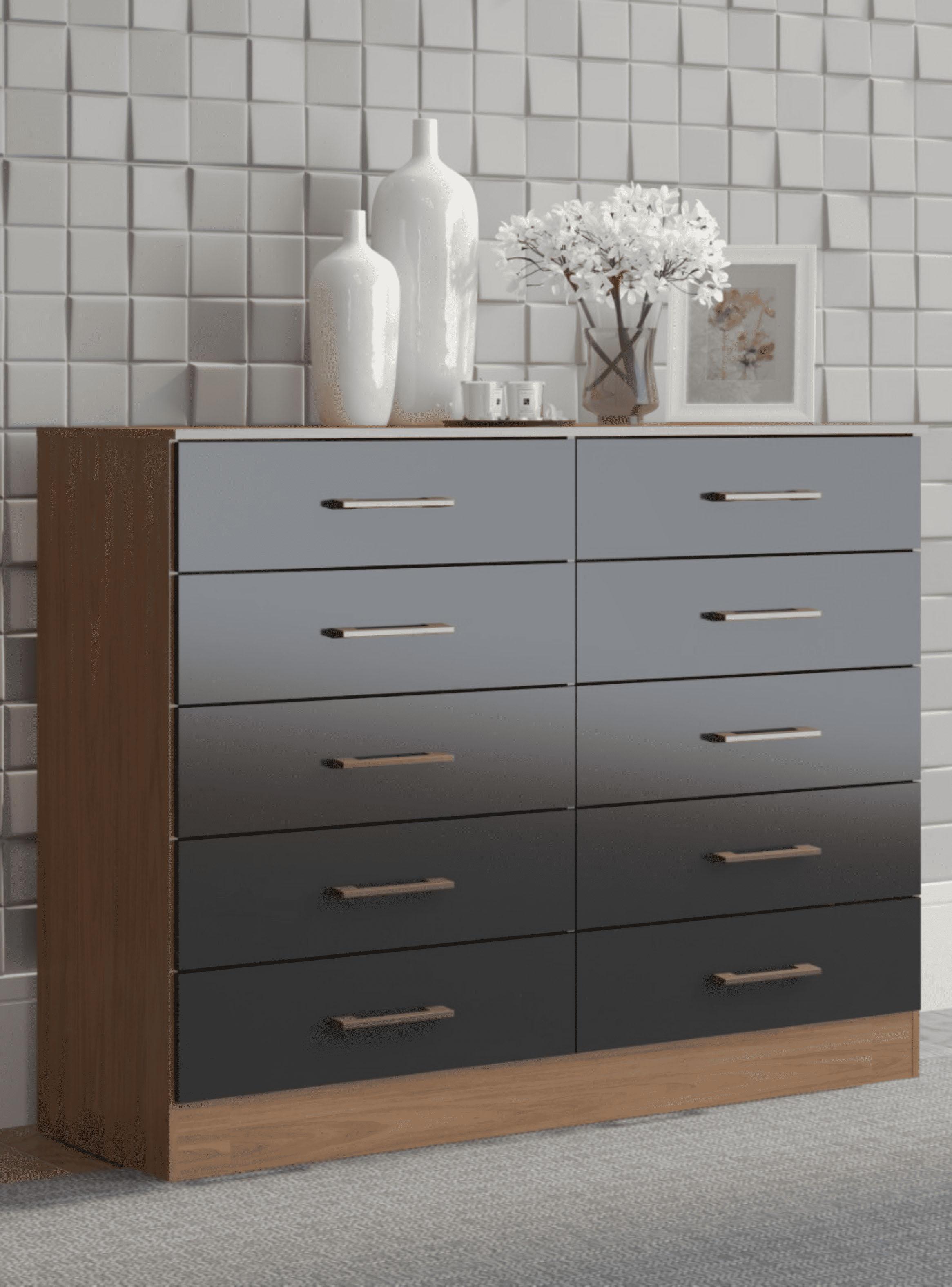 Cómoda 10 Cajones Negro/Café 92.2x117x40.5 cm-4