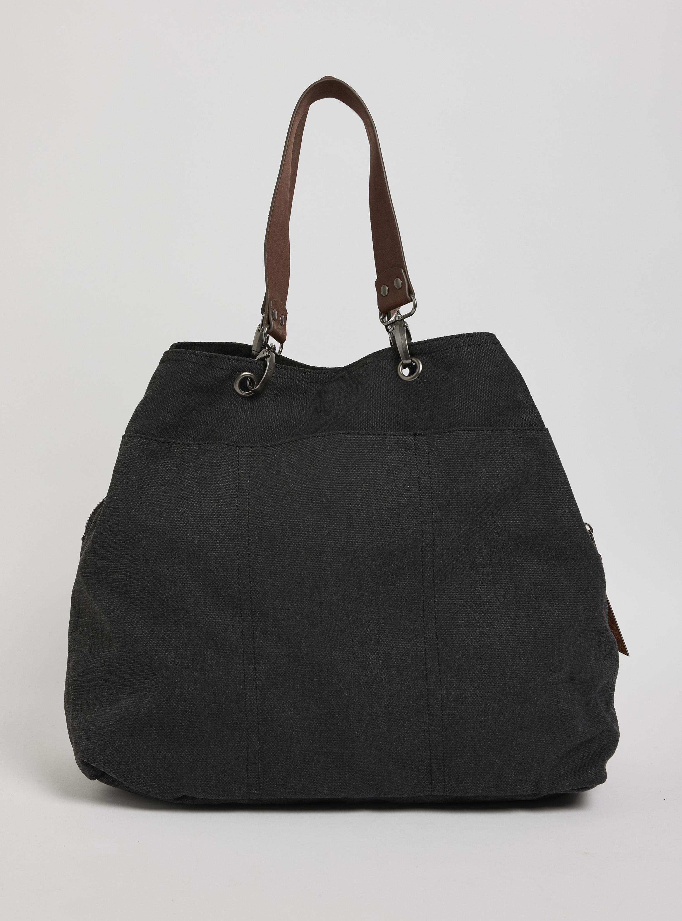 Cartera de Hombro Tote Canvas y Mangas Cuero-4