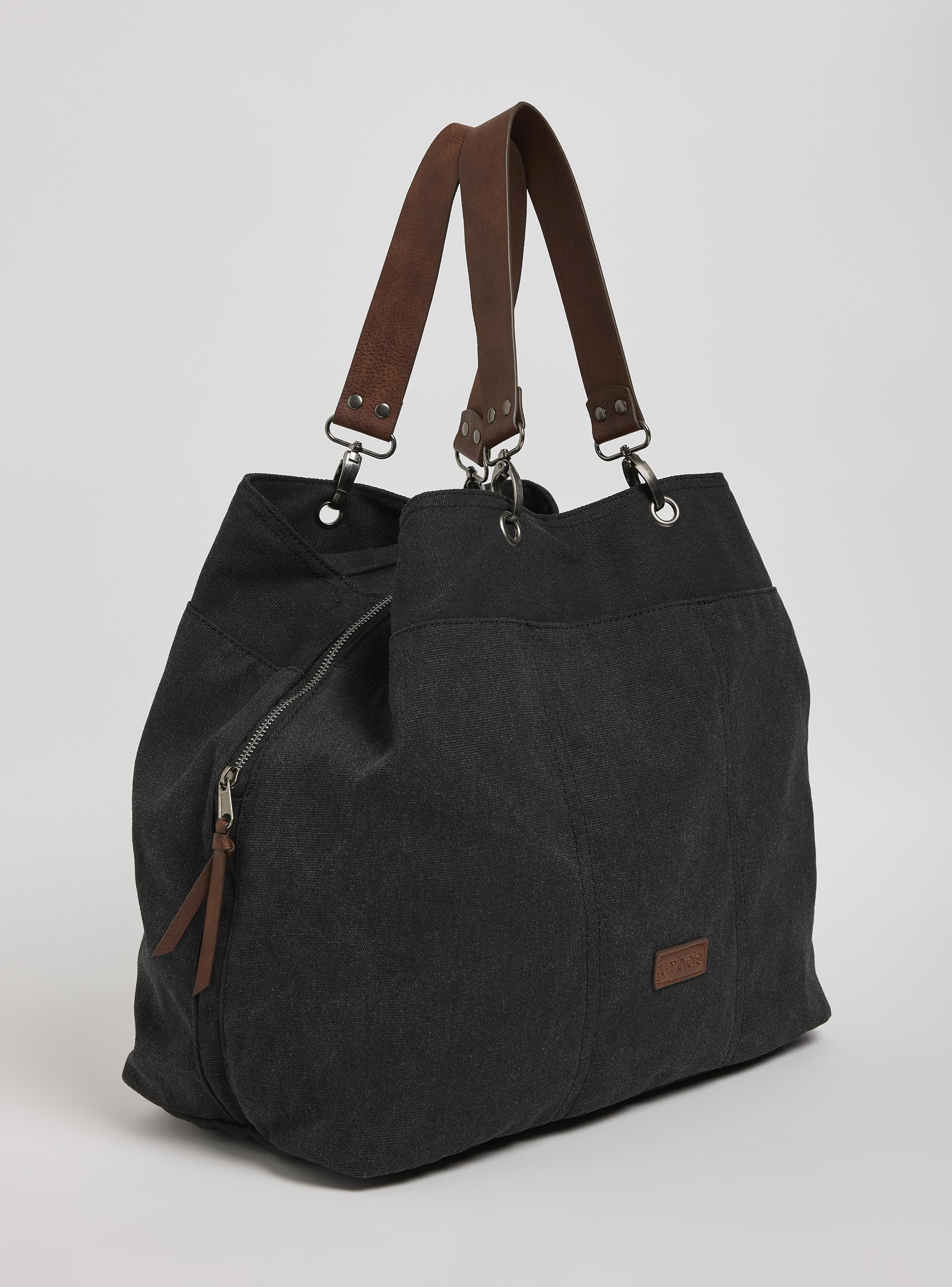 Cartera de Hombro Tote Canvas y Mangas Cuero-3