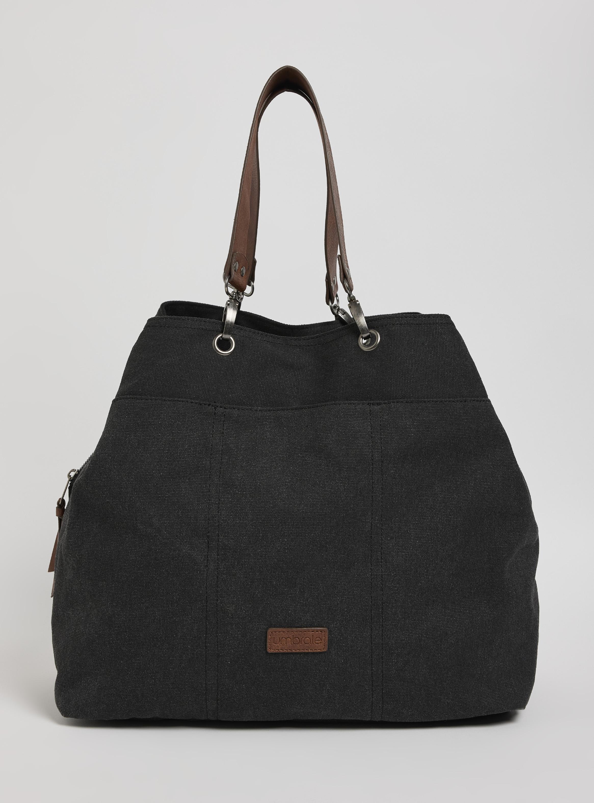 Cartera de Hombro Tote Canvas y Mangas Cuero-2
